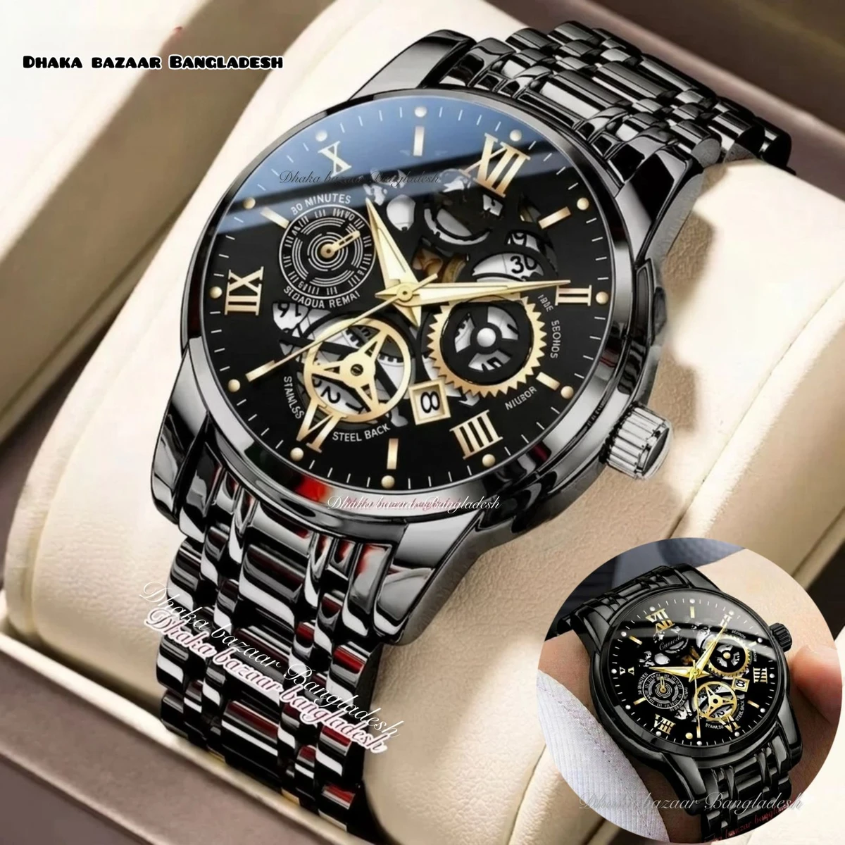 পুরুষের জন্য 220 AB নন মেকানিক্যাল ওয়াটার প্রুফ ঘড়ি BLACK NEW