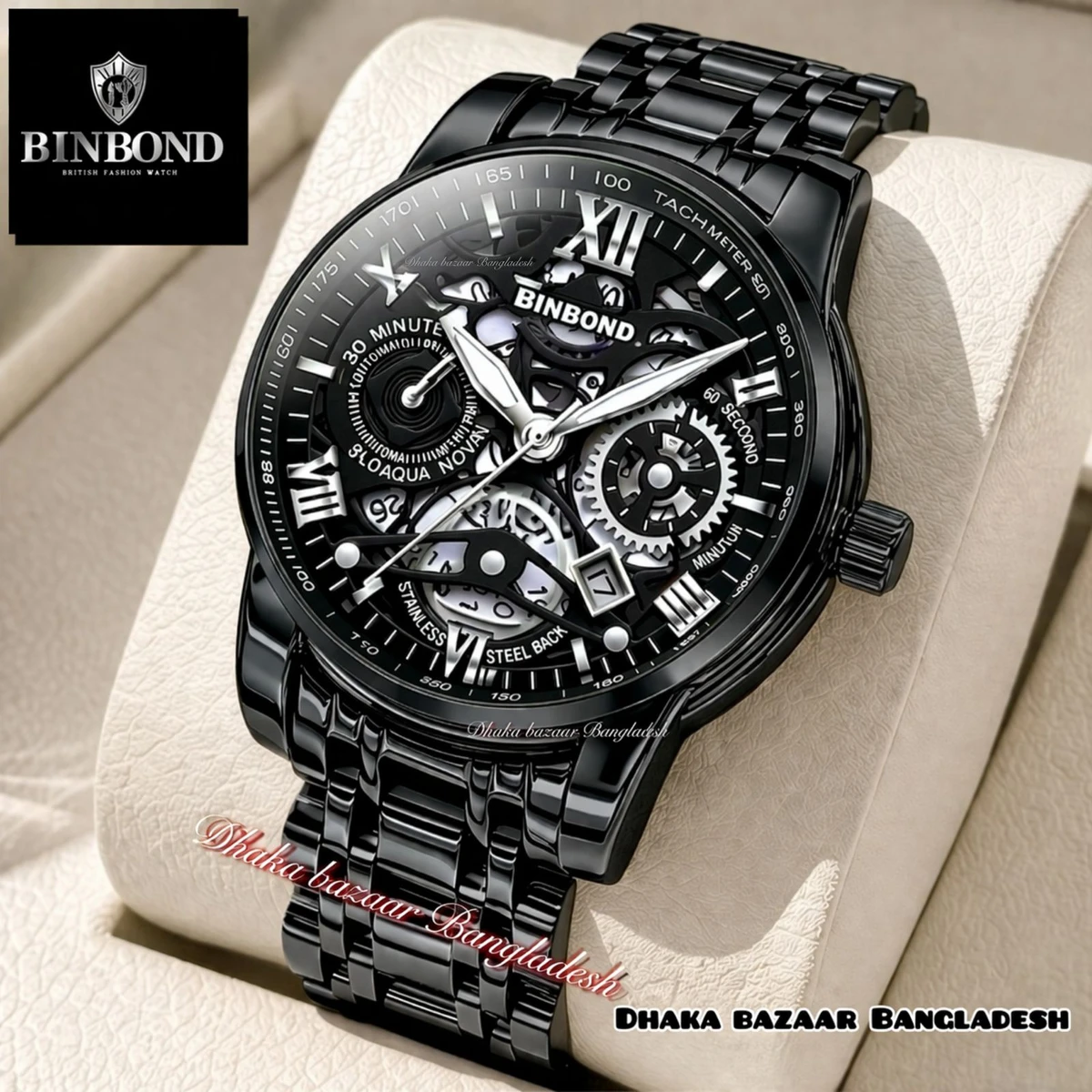 পুরুষের জন্য 220 AB নন মেকানিক্যাল ওয়াটার প্রুফ ঘড়ি BLACK