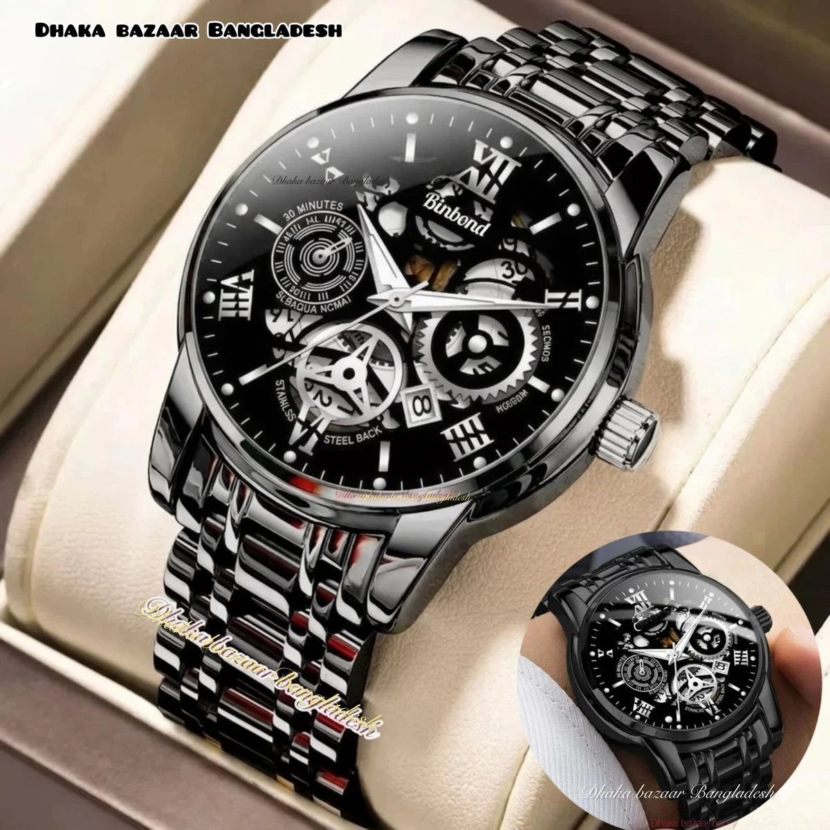পুরুষের জন্য 220 AB নন মেকানিক্যাল ওয়াটার প্রুফ ঘড়ি BLACK