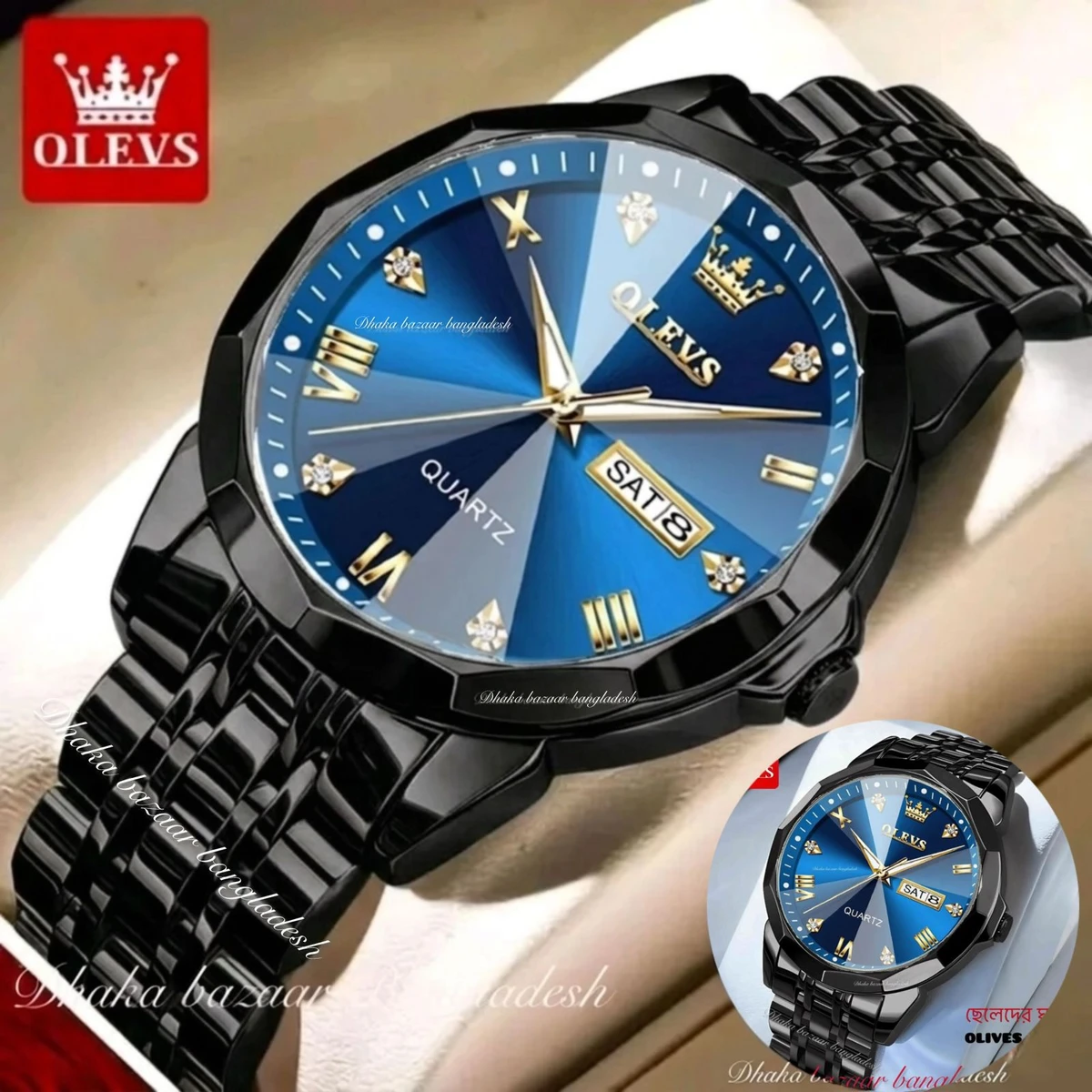 MAXZ OLIVES MAN নতুন ডিজাইনের পুরুষদের জন্য ঘড়ি BLACK BLUE