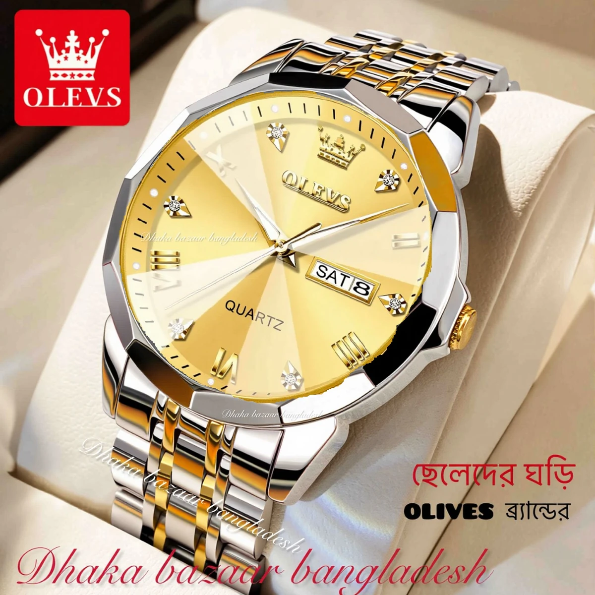 MAXZ OLIVES MAN নতুন ডিজাইনের পুরুষদের জন্য ঘড়ি BSILVER GOLDEN GOLDEN