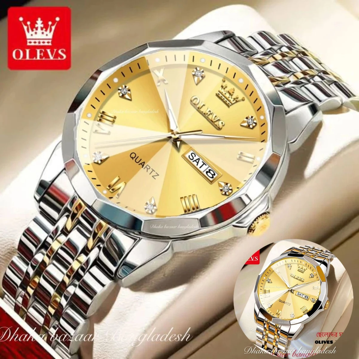 MAXZ OLIVES MAN নতুন ডিজাইনের পুরুষদের জন্য ঘড়ি BSILVER GOLDEN GOLDEN