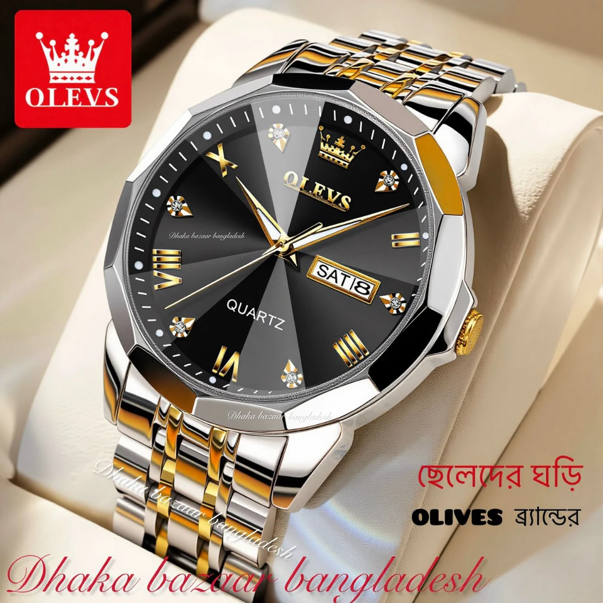 MAXZ OLIVES MAN নতুন ডিজাইনের পুরুষদের জন্য ঘড়ি BSILVER GOLDEN BLACK
