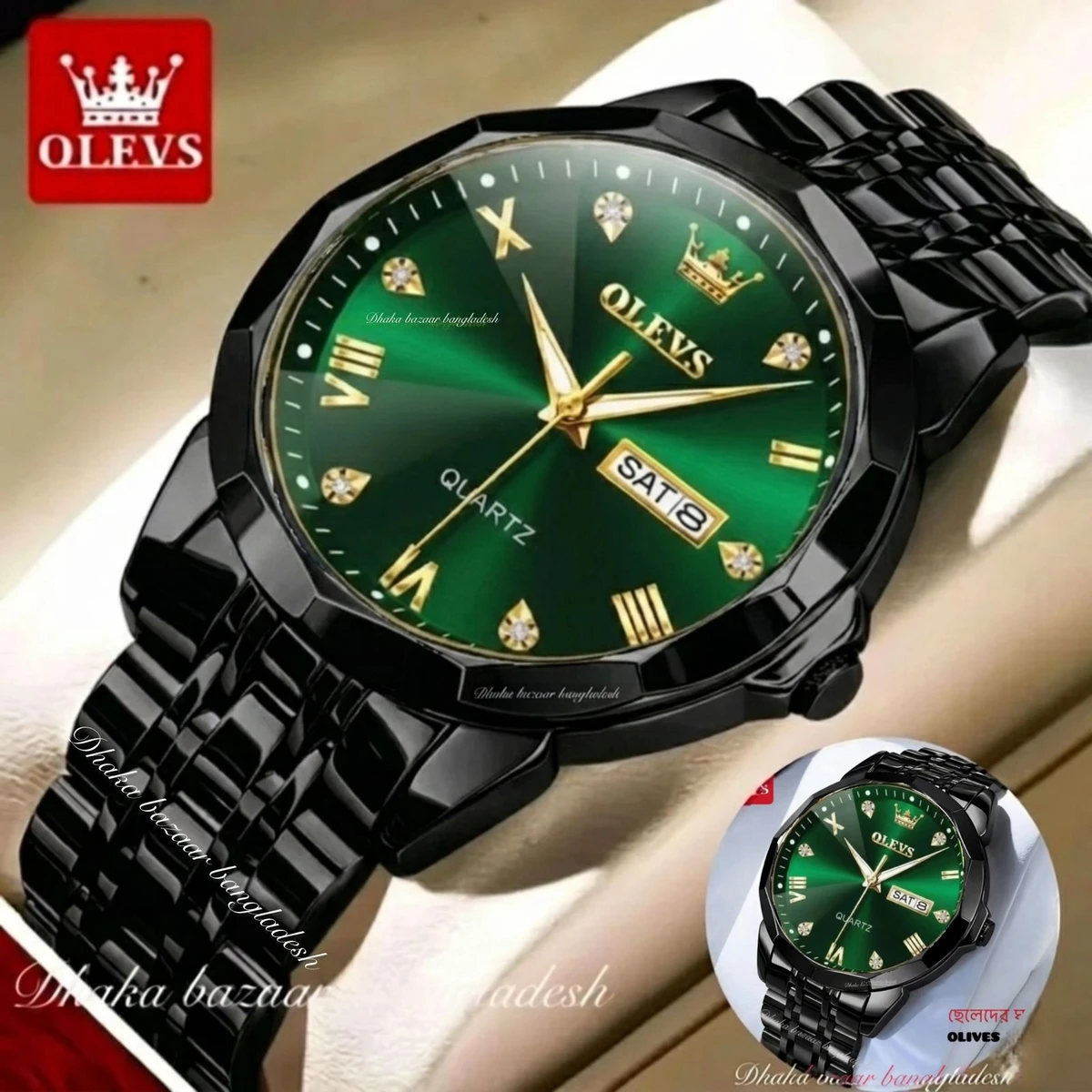 MAXZ OLIVES MAN নতুন ডিজাইনের পুরুষদের জন্য ঘড়ি BLACK GREEN