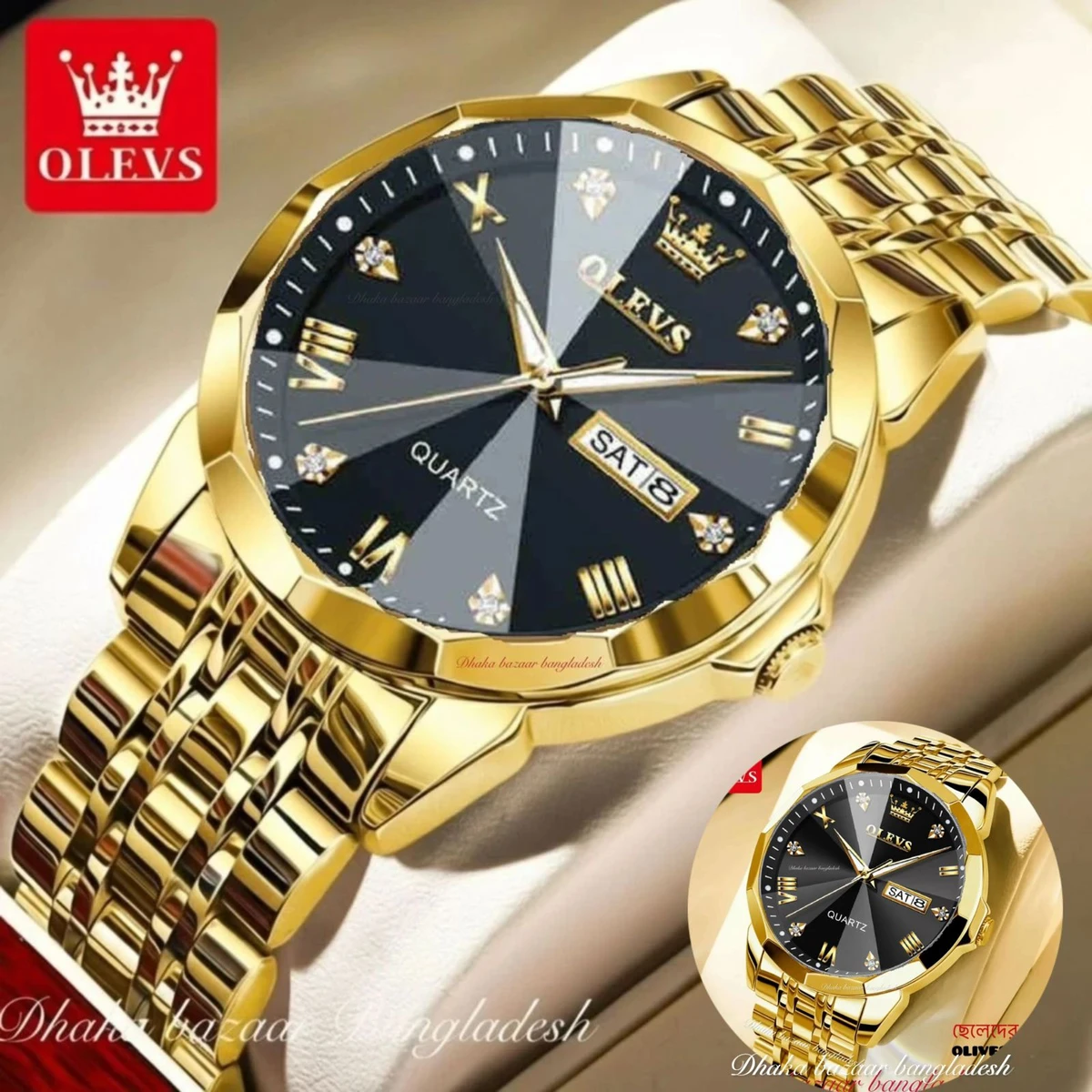 MAXZ OLIVES MAN নতুন ডিজাইনের পুরুষদের জন্য ঘড়ি GOLDEN BLACK