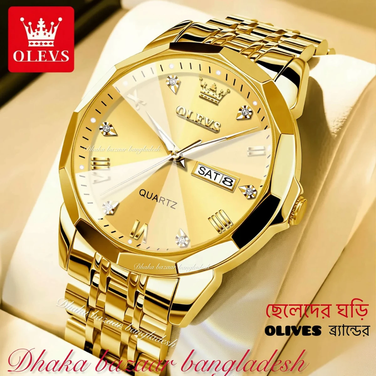 MAXZ OLIVES MAN নতুন ডিজাইনের পুরুষদের জন্য ঘড়ি GOLDEN