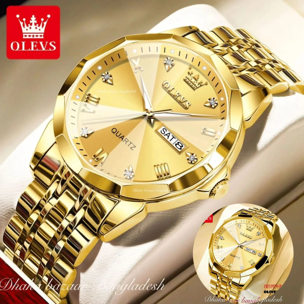 MAXZ OLIVES MAN নতুন ডিজাইনের পুরুষদের জন্য ঘড়ি GOLDEN