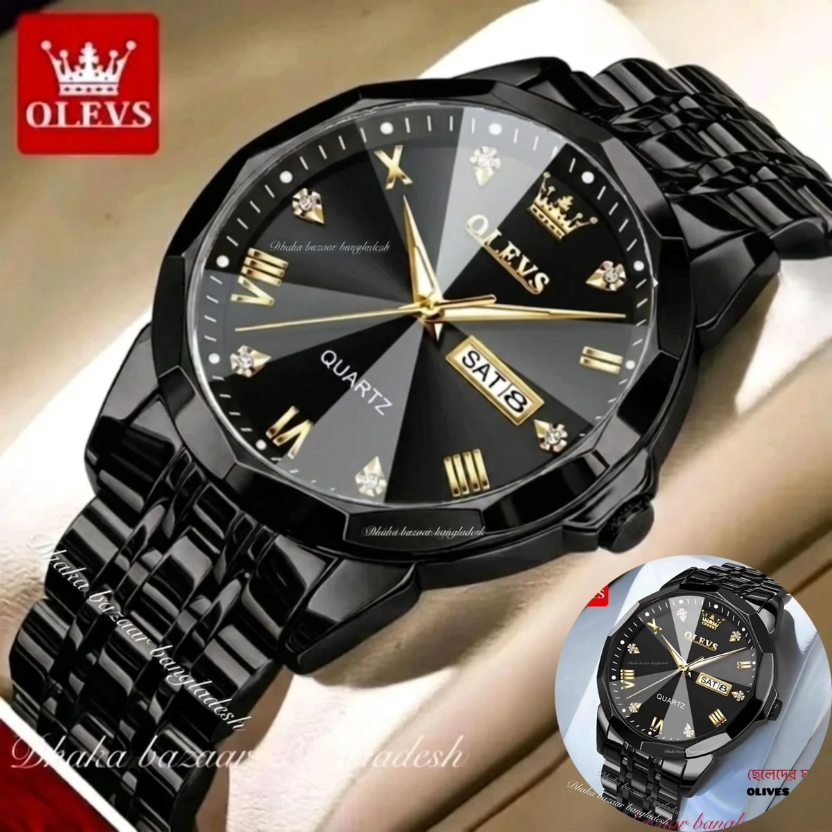 MAXZ OLIVES MAN নতুন ডিজাইনের পুরুষদের জন্য ঘড়ি BLACK