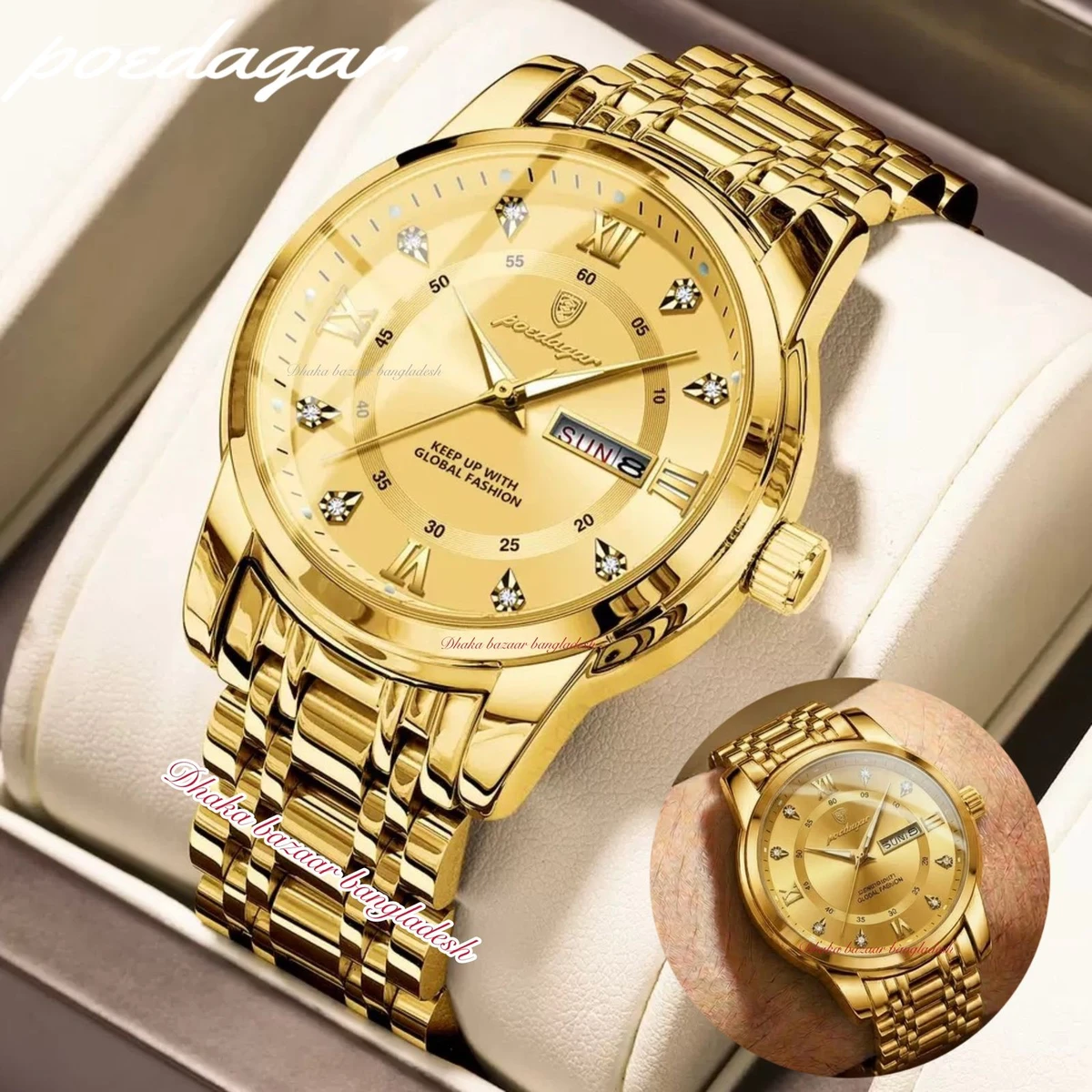 PEODAGOR 657 PREMUIM  নতুন ডিজাইনের পুরুষদের জন্য ঘড়ি GOLDEN