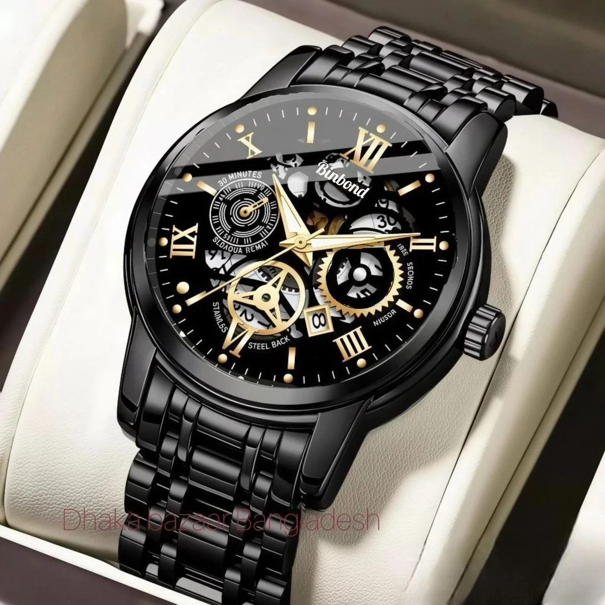 BINBOND 2200 পুরুষের জন্য নন মেকানিক্যাল ওয়াটার প্রুফ ঘড়ি BLACK NEW