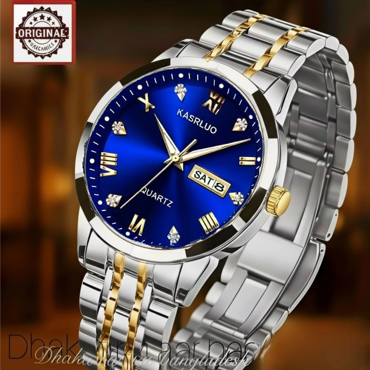 KAS MAN নতুন ডিজাইনের পুরুষদের জন্য ঘড়ি SILVER GOLDEN BLUE