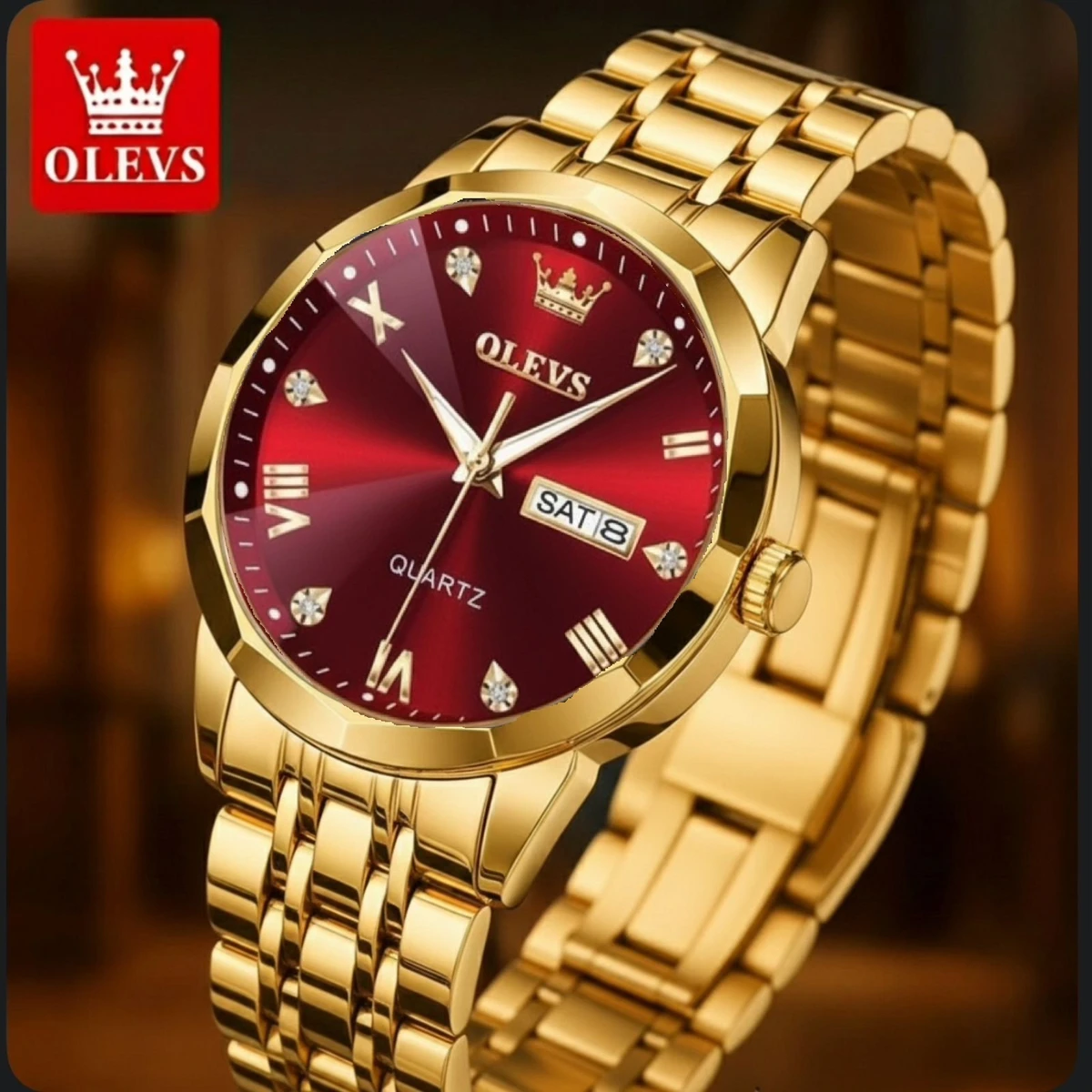 KAS MAN নতুন ডিজাইনের পুরুষদের জন্য ঘড়ি GOLDEN RED