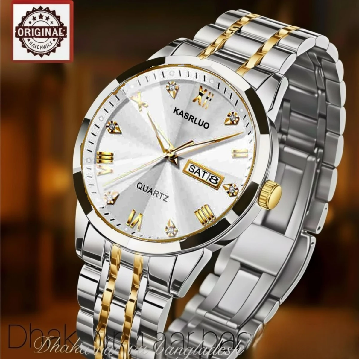 KAS MAN নতুন ডিজাইনের পুরুষদের জন্য ঘড়ি SILVER GOLDEN WHITE