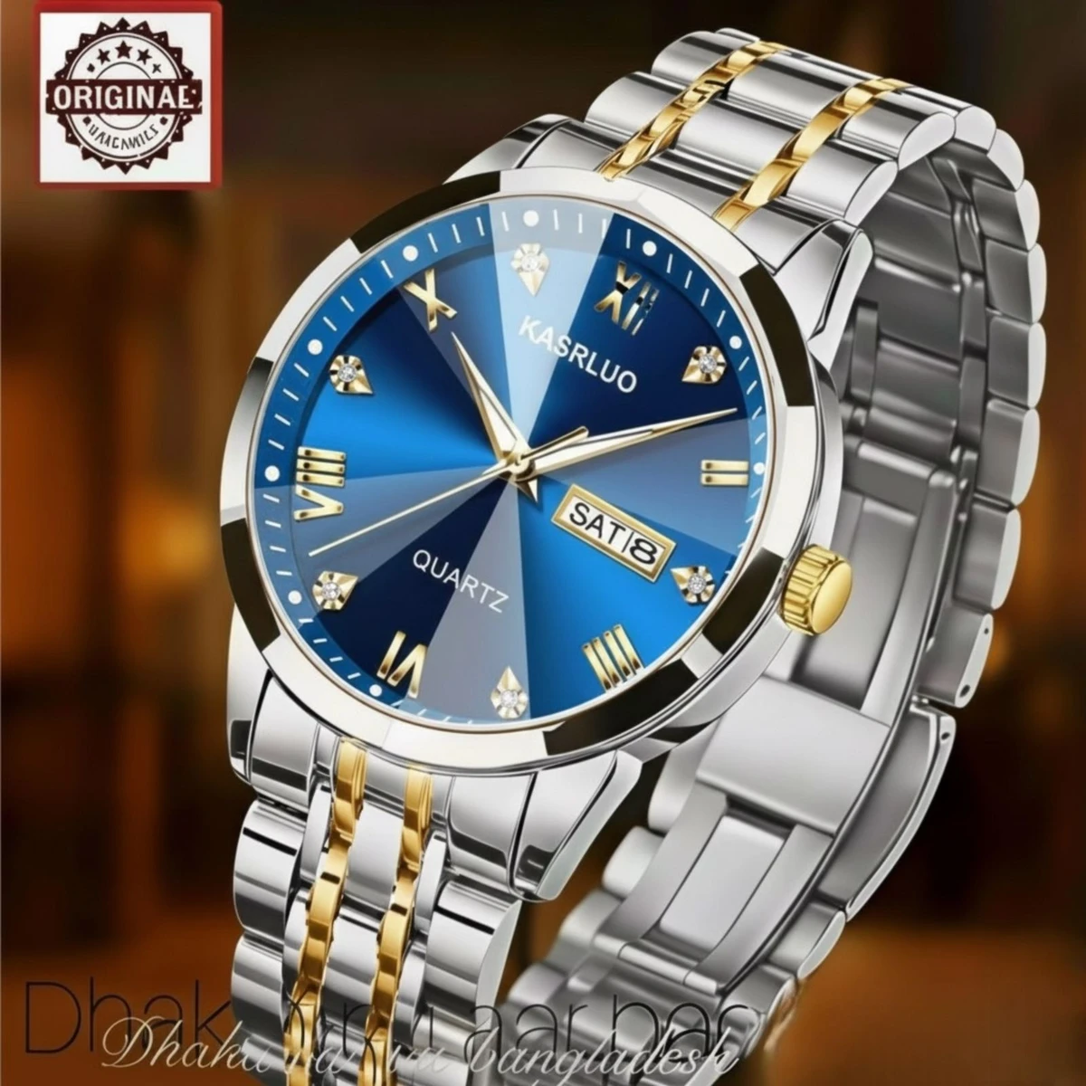 KAS MAN নতুন ডিজাইনের পুরুষদের জন্য ঘড়ি SILVER GOLDEN BLUE