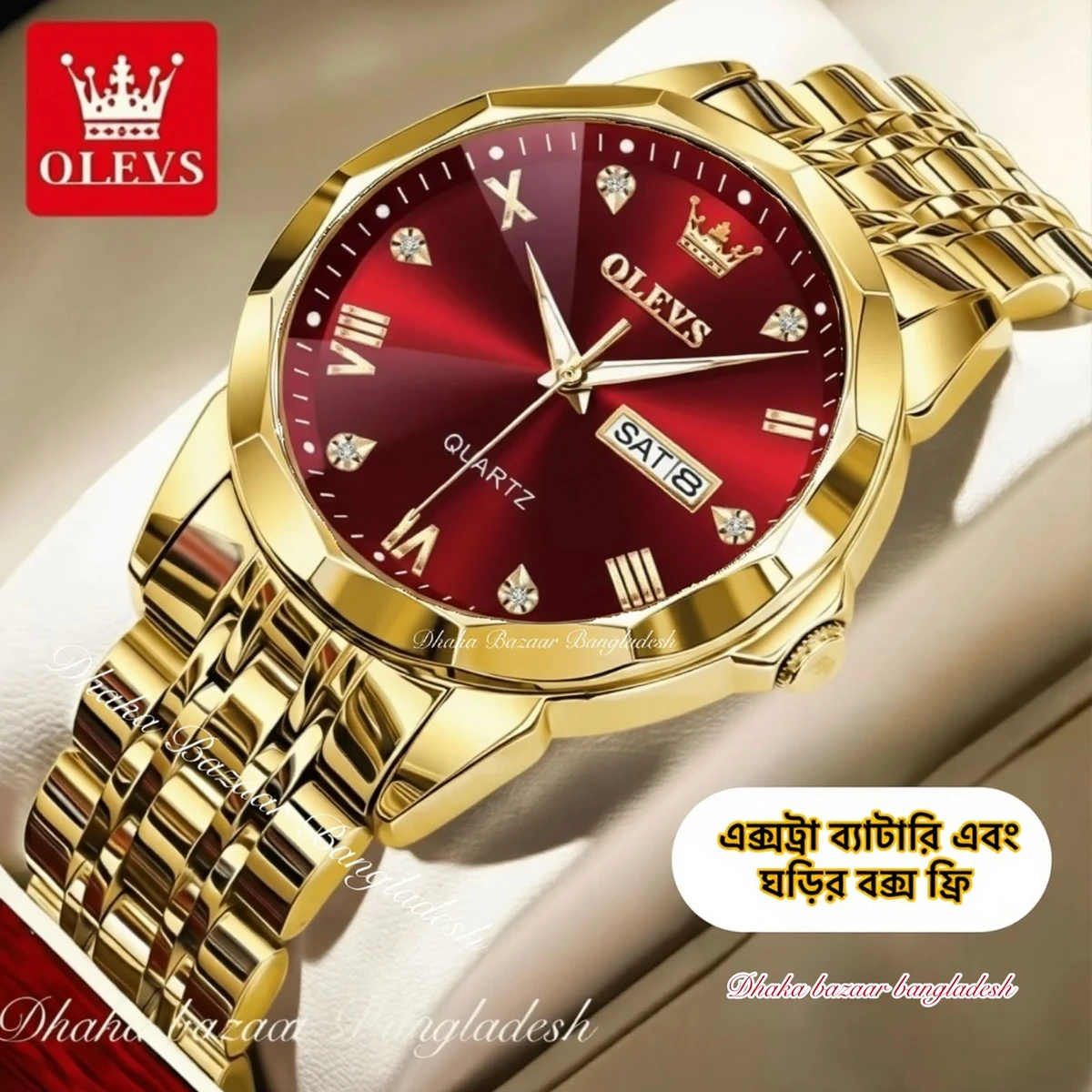 OLIVSZ  নতুন ডিজাইনের পুরুষদের জন্য ঘড়ি GOLDEN RED