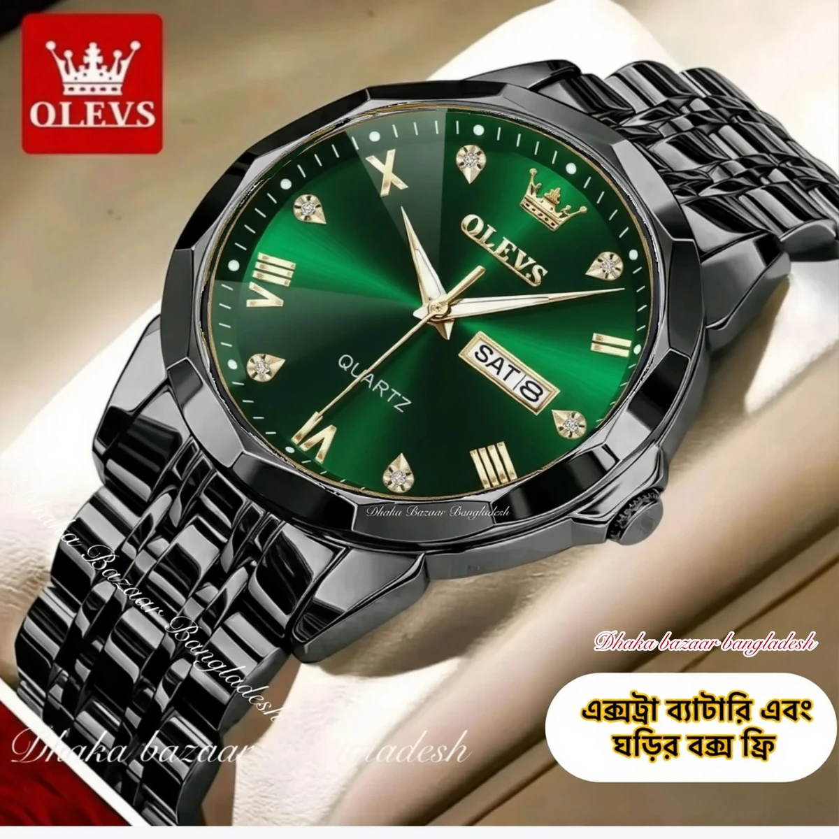 OliveZ নতুন ডিজাইনের পুরুষদের জন্য ঘড়ি BLACK GREEN