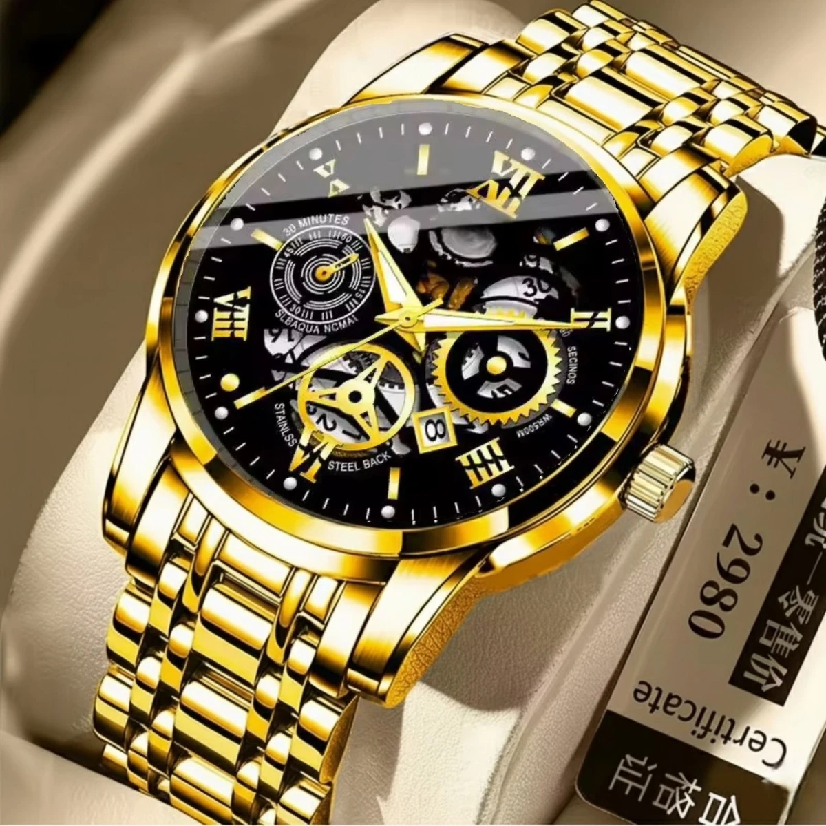 পুরুষের জন্য CM220 নন মেকানিক্যাল ওয়াটার প্রুফ ঘড়ি FULL GOLDEN BLACK