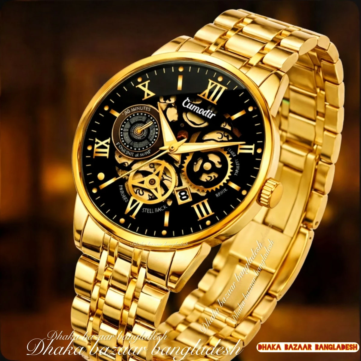 পুরুষের জন্য CM220 নন মেকানিক্যাল ওয়াটার প্রুফ ঘড়ি FULL GOLDEN BLACK