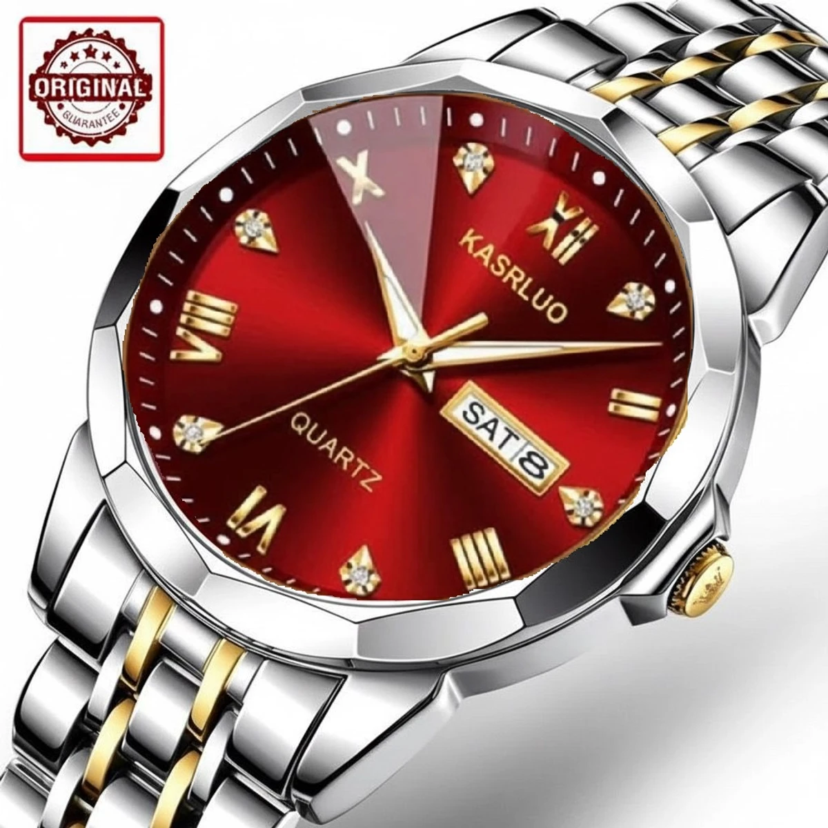 KAS MAN নতুন ডিজাইনের পুরুষদের জন্য ঘড়ি SILVER GOLDEN RED