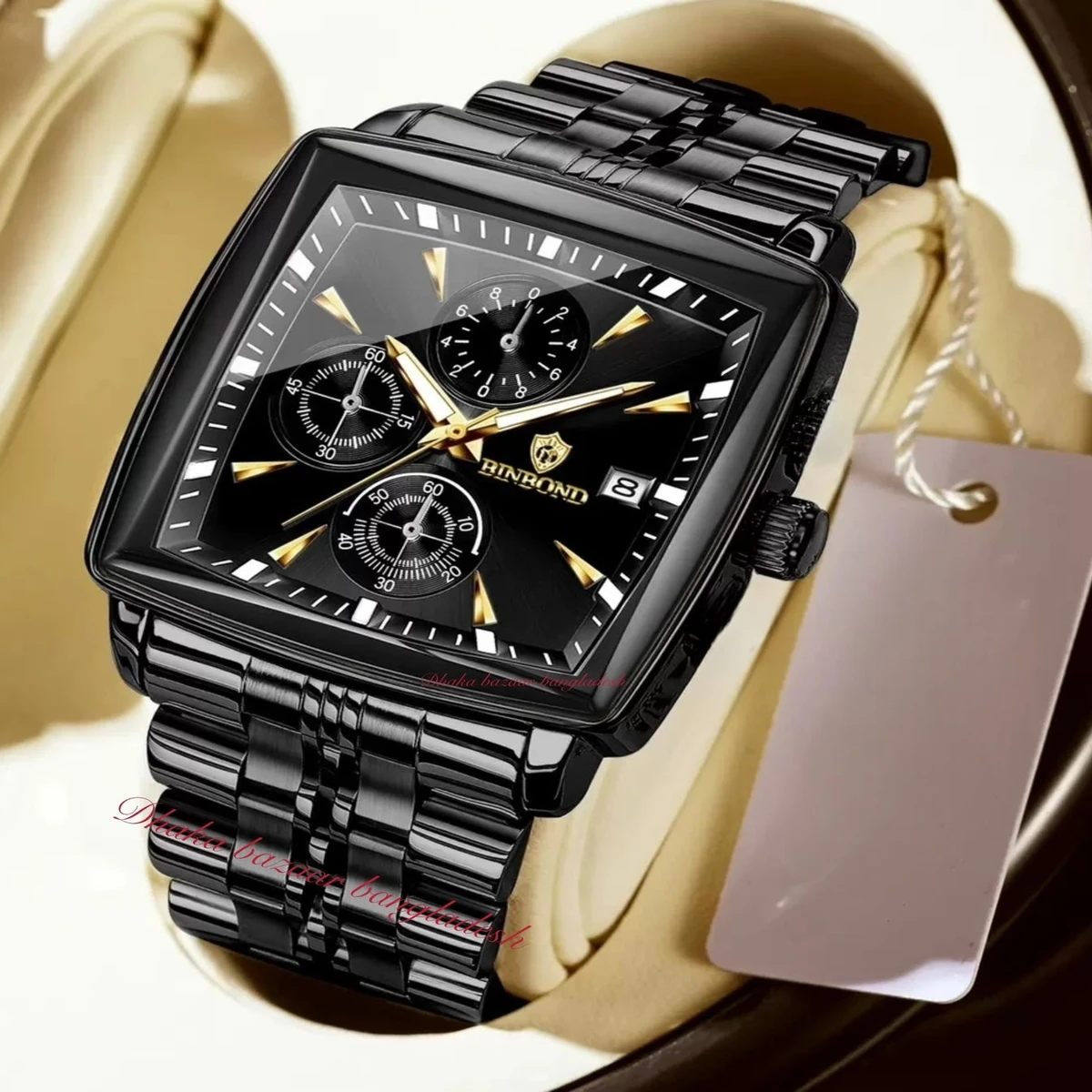 BINBOND 4362 নতুন ডিজাইনের পুরুষদের জন্য ঘড়ি BLACK