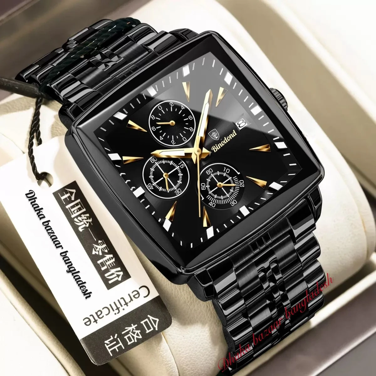 BINBOND 4362 নতুন ডিজাইনের পুরুষদের জন্য ঘড়ি BLACK