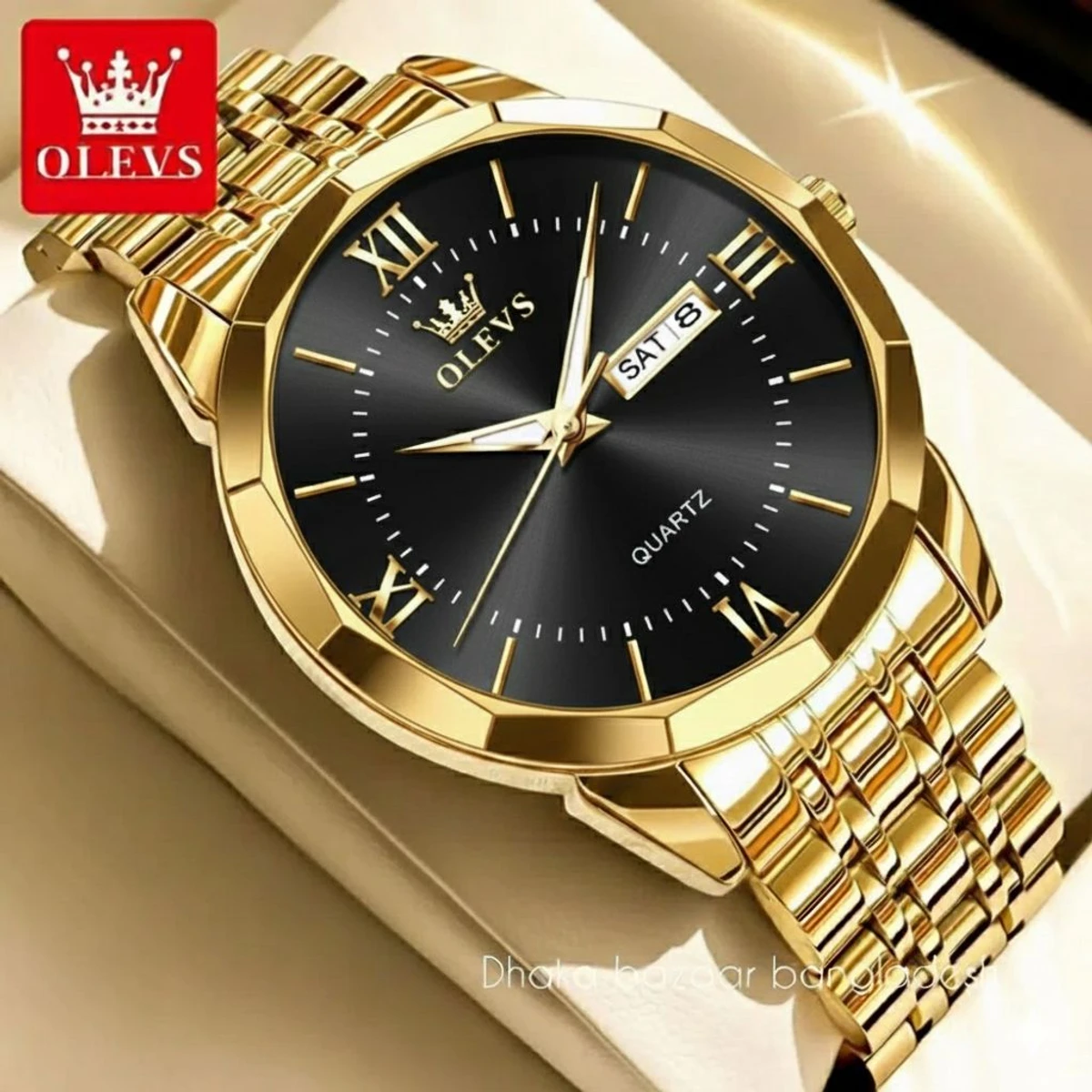 00310 OLIVESZ নতুন ডিজাইনের পুরুষদের জন্য ঘড়ি GOLDEN BLACK