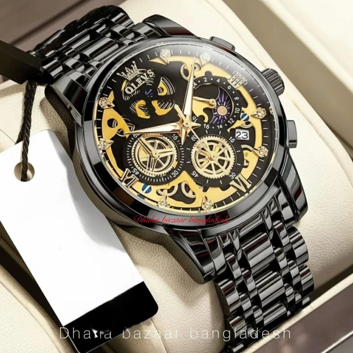 3352 OliveZ নতুন ডিজাইনের পুরুষদের জন্য ঘড়ি FULL BLACK