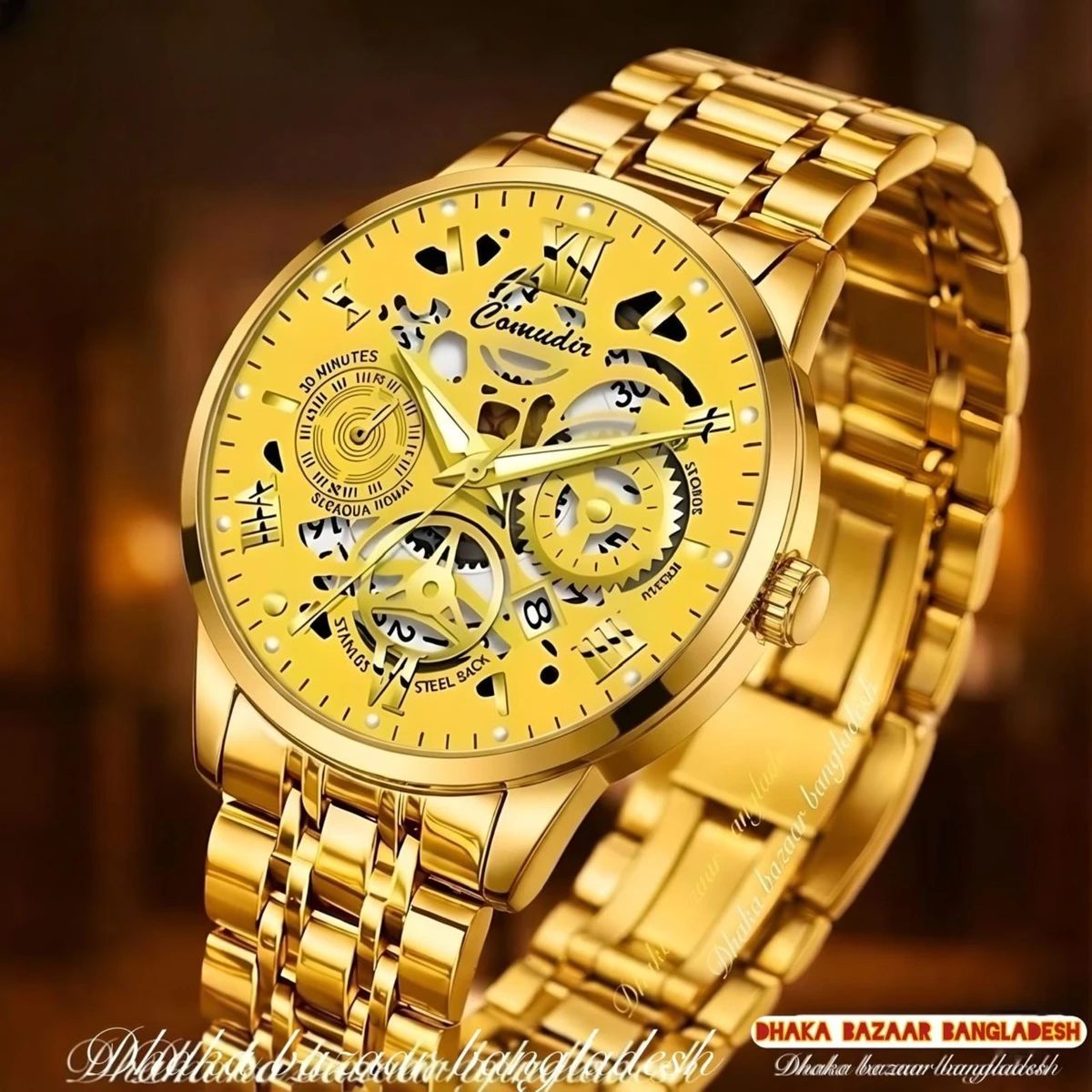 পুরুষের জন্য CM220 নন মেকানিক্যাল ওয়াটার প্রুফ ঘড়ি FULL GOLDEN