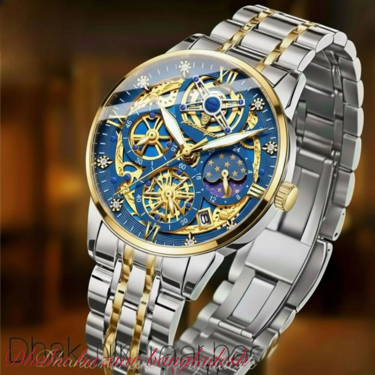 PRE PRO 754 পুরুষের জন্য নন মেকানিক্যাল ঘড়ি SILVER GOLDEN BLUE