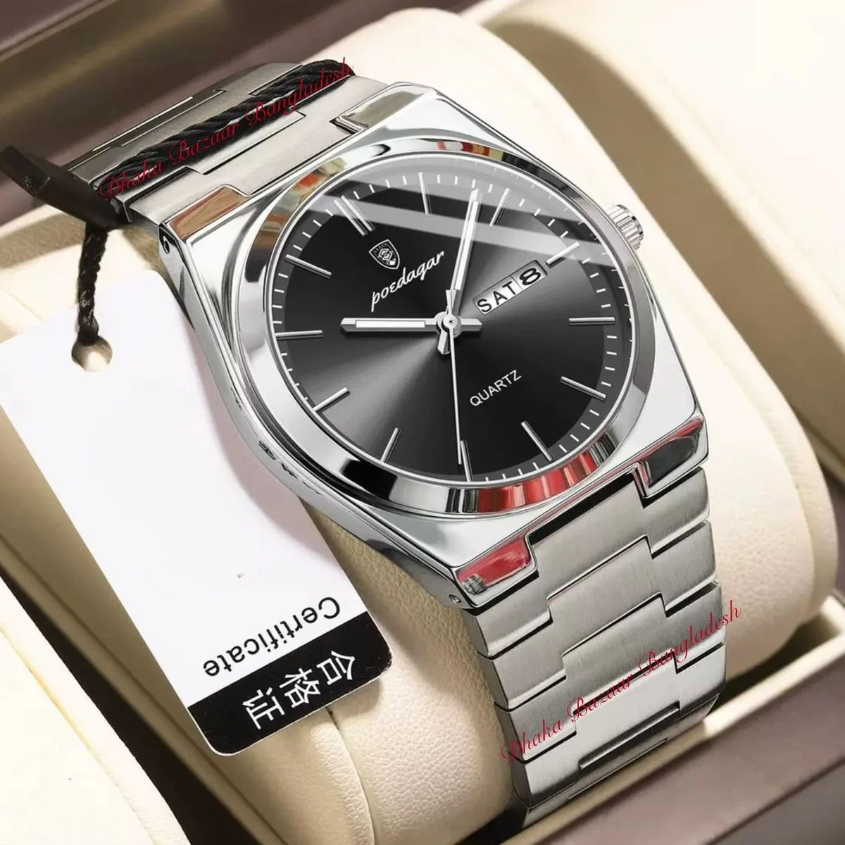 PEODAGOR 9030 নতুন ডিজাইনের পুরুষদের জন্য ঘড়ি SILVER BLACK