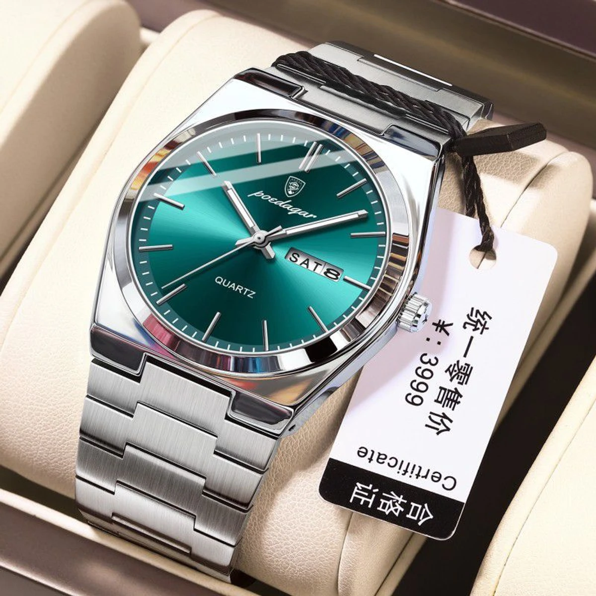 PEODAGOR 9030 নতুন ডিজাইনের পুরুষদের জন্য ঘড়ি SILVER GREEN