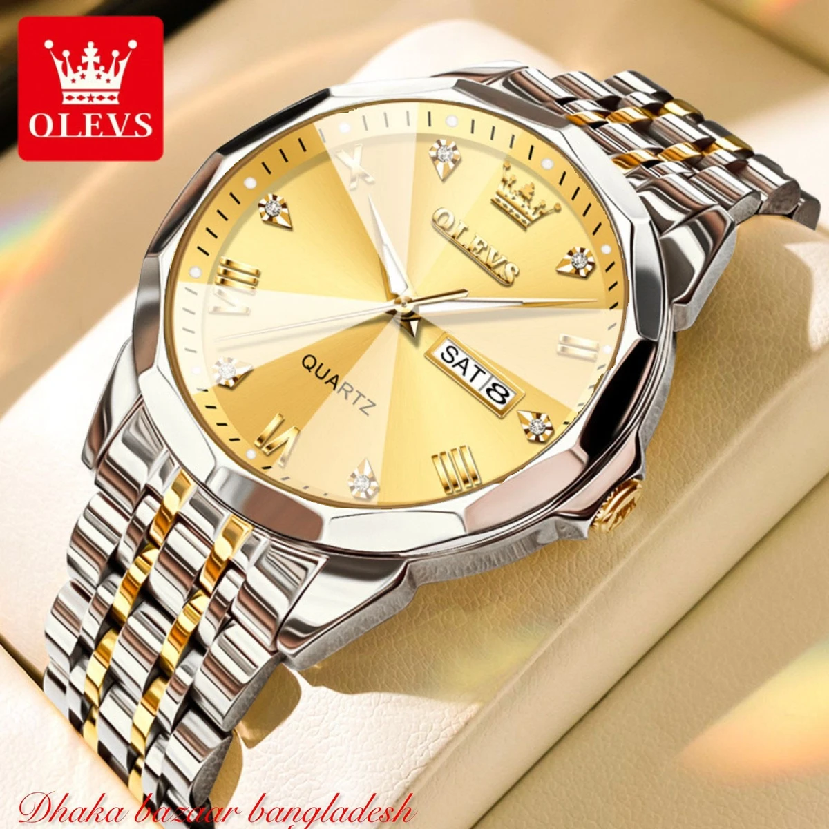 OliveZ 221 নতুন ডিজাইনের পুরুষদের জন্য ঘড়ি BSILVER GOLDEN GOLDEN