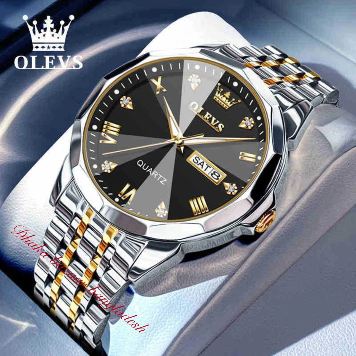 OliveZ 221 নতুন ডিজাইনের পুরুষদের জন্য ঘড়ি BSILVER GOLDEN BLACK