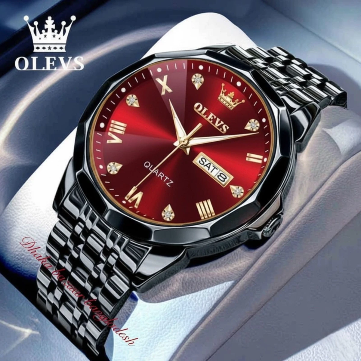 OliveZ 221 নতুন ডিজাইনের পুরুষদের জন্য ঘড়ি BLACK RED