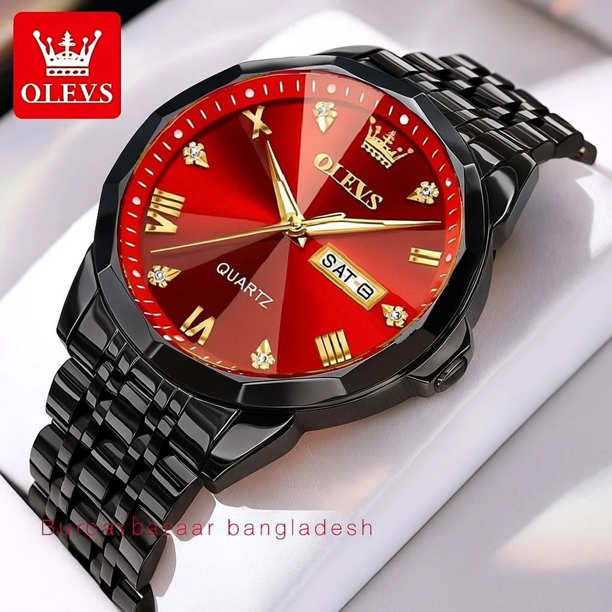 OliveZ 221 নতুন ডিজাইনের পুরুষদের জন্য ঘড়ি BLACK RED