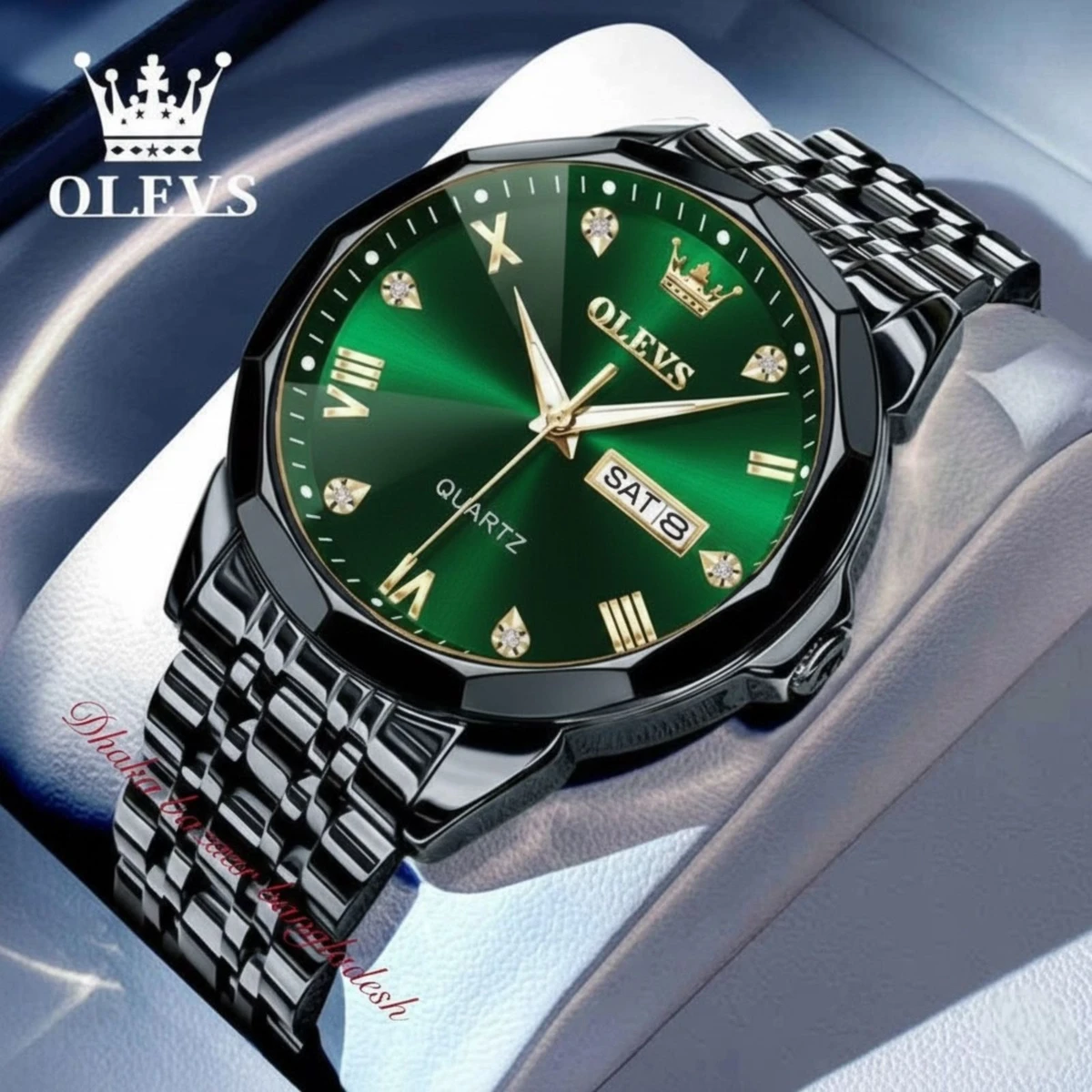 OliveZ 221 নতুন ডিজাইনের পুরুষদের জন্য ঘড়ি BLACK GREEN