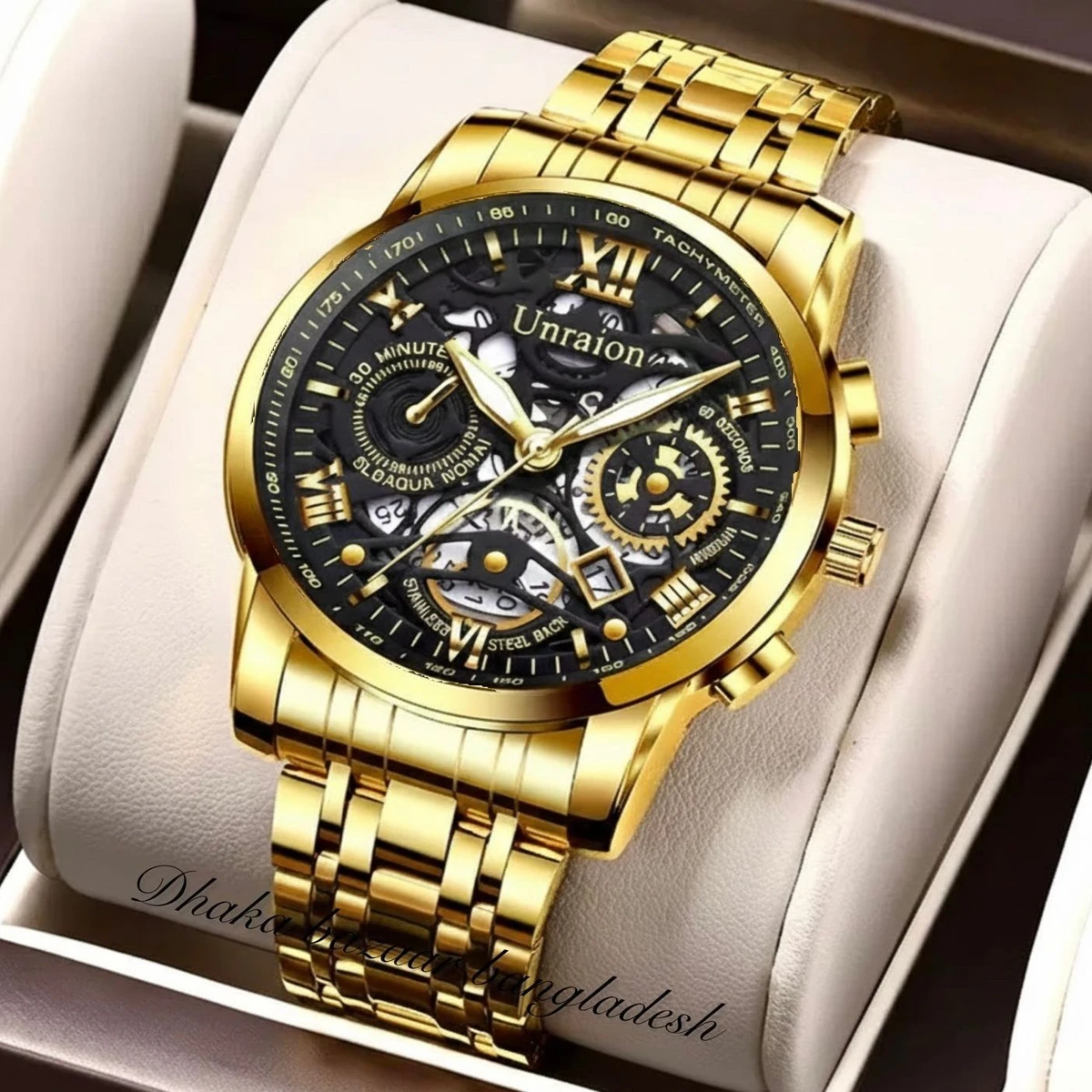 UNI44 পুরুষের জন্য নন মেকানিক্যাল ওয়াটার প্রুফ ঘড়ি GOLDEN