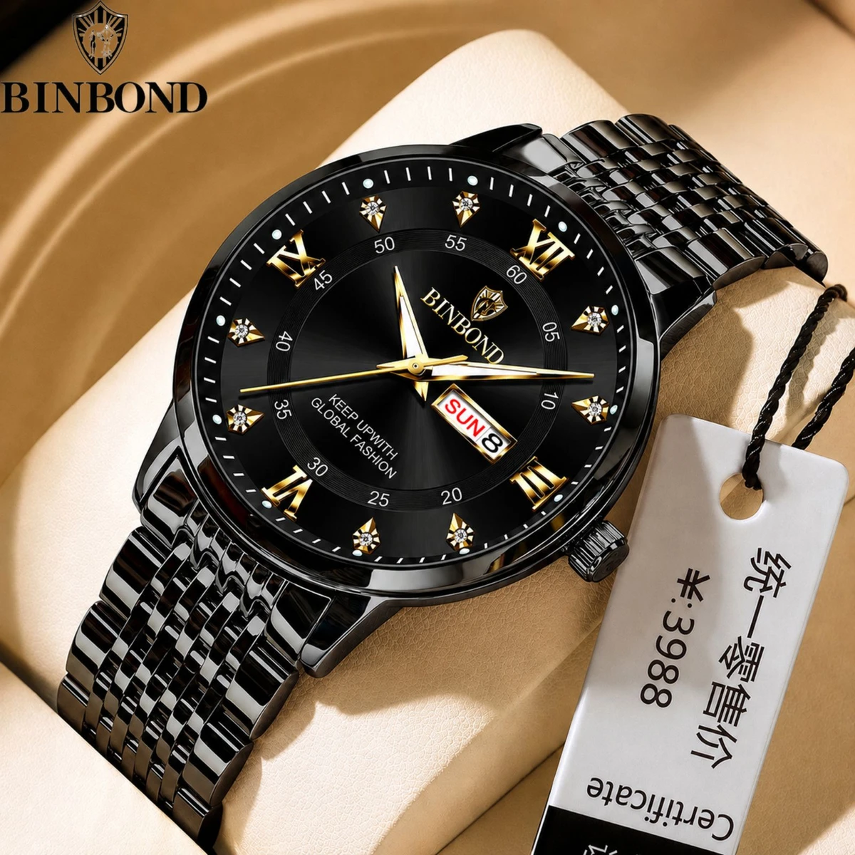 BINBOND23 MAX নতুন ডিজাইনের পুরুষদের জন্য ঘড়ি FULL BLACK
