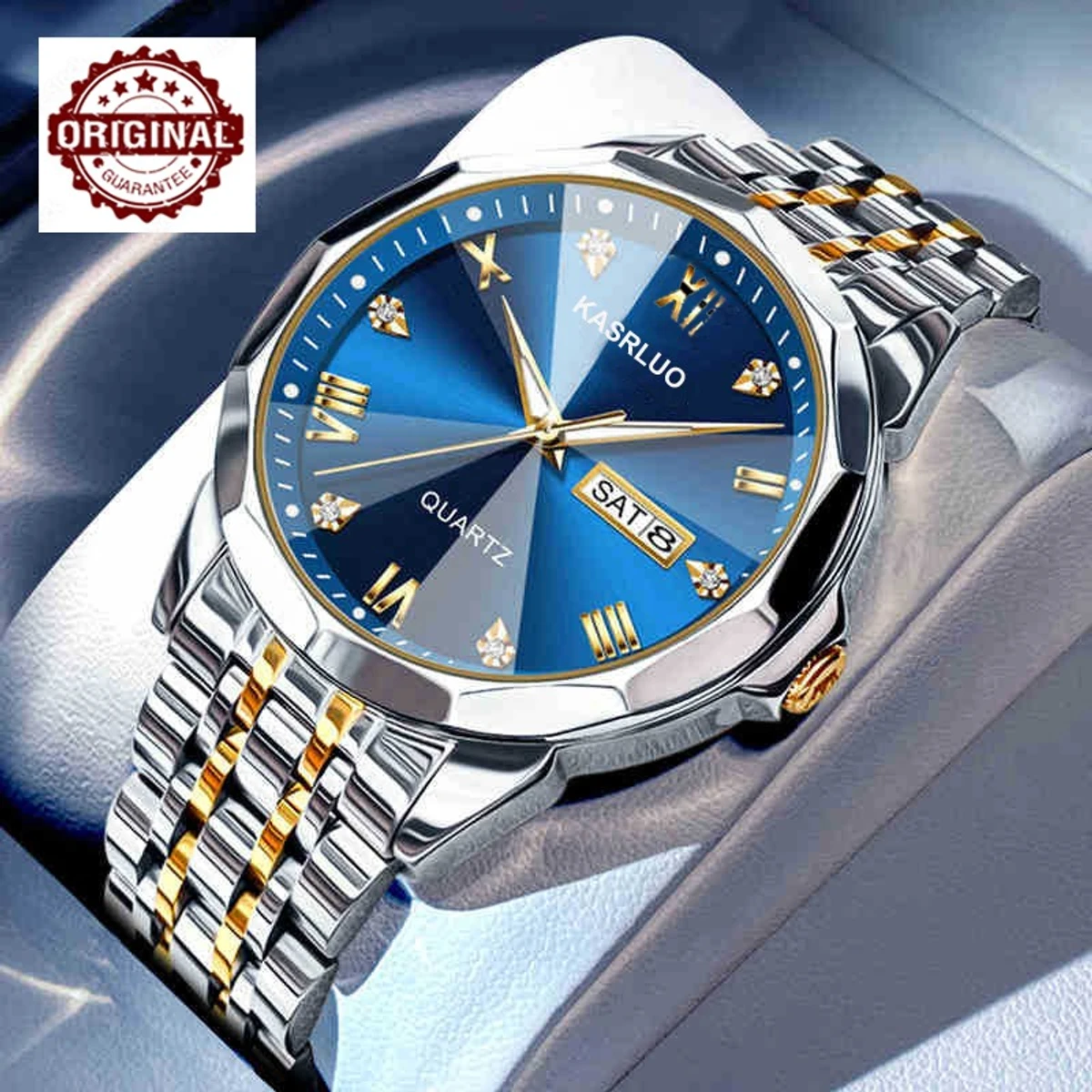 KAS  MAN নতুন ডিজাইনের পুরুষদের জন্য ঘড়ি BSILVER GOLDEN BLUE