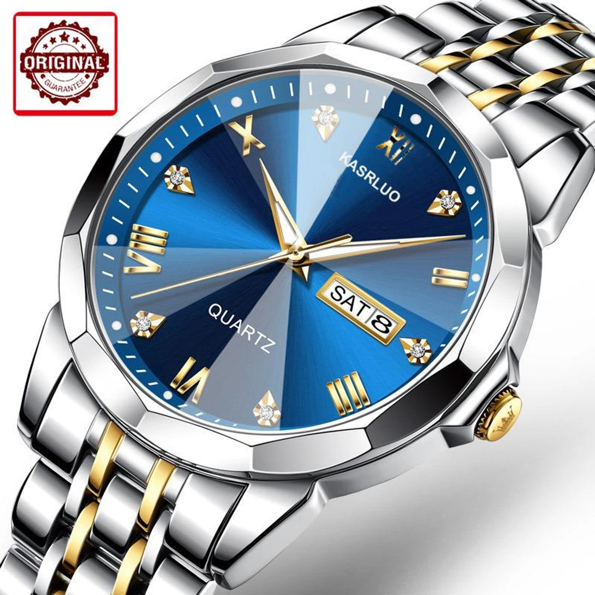 KAS  MAN নতুন ডিজাইনের পুরুষদের জন্য ঘড়ি BSILVER GOLDEN BLUE