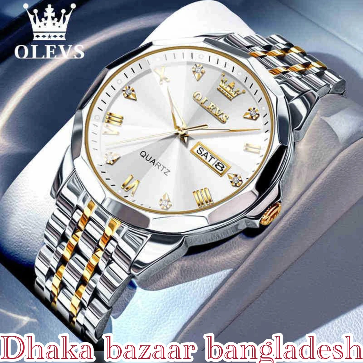 OliveZ নতুন ডিজাইনের পুরুষদের জন্য ঘড়ি BSILVER GOLDEN WHITE