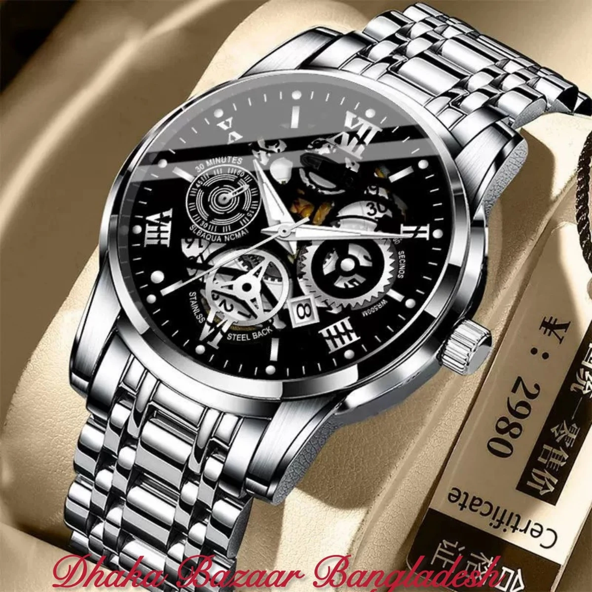 পুরুষের জন্য 022 নন মেকানিক্যাল ওয়াটার প্রুফ ঘড়ি NEW SILVER BLACK NEW
