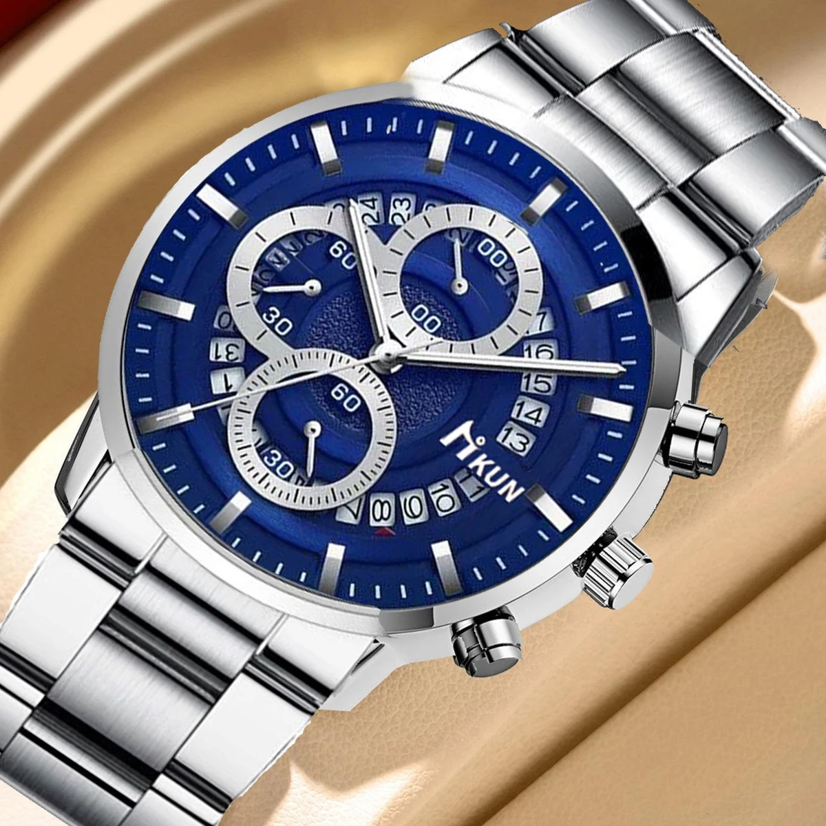GENEVA 512 নতুন ডিজাইনের পুরুষদের জন্য ঘড়ি SILVER BLUE