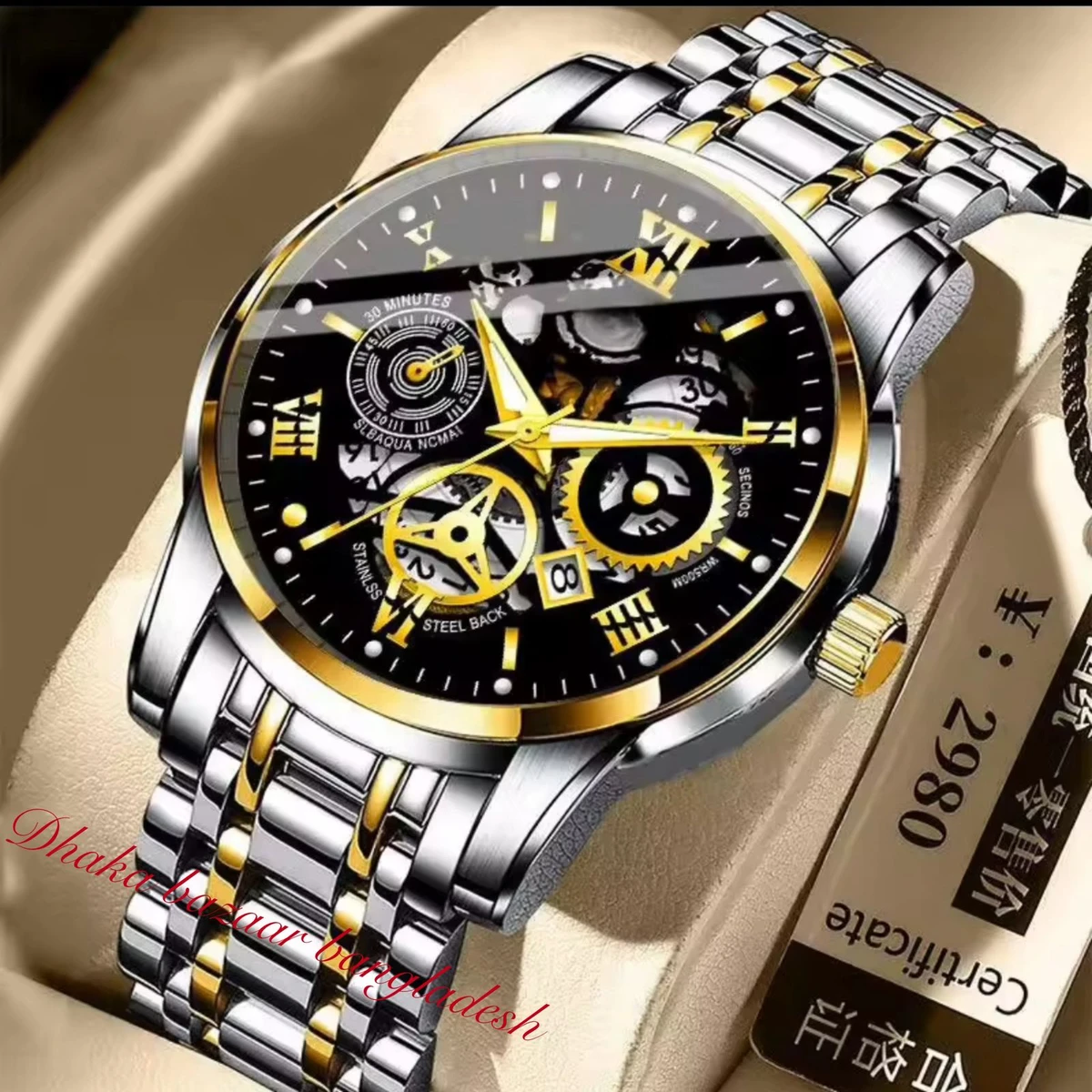 পুরুষের জন্য CM220 নন মেকানিক্যাল ওয়াটার প্রুফ ঘড়ি SILVER GOLDEN BLACK