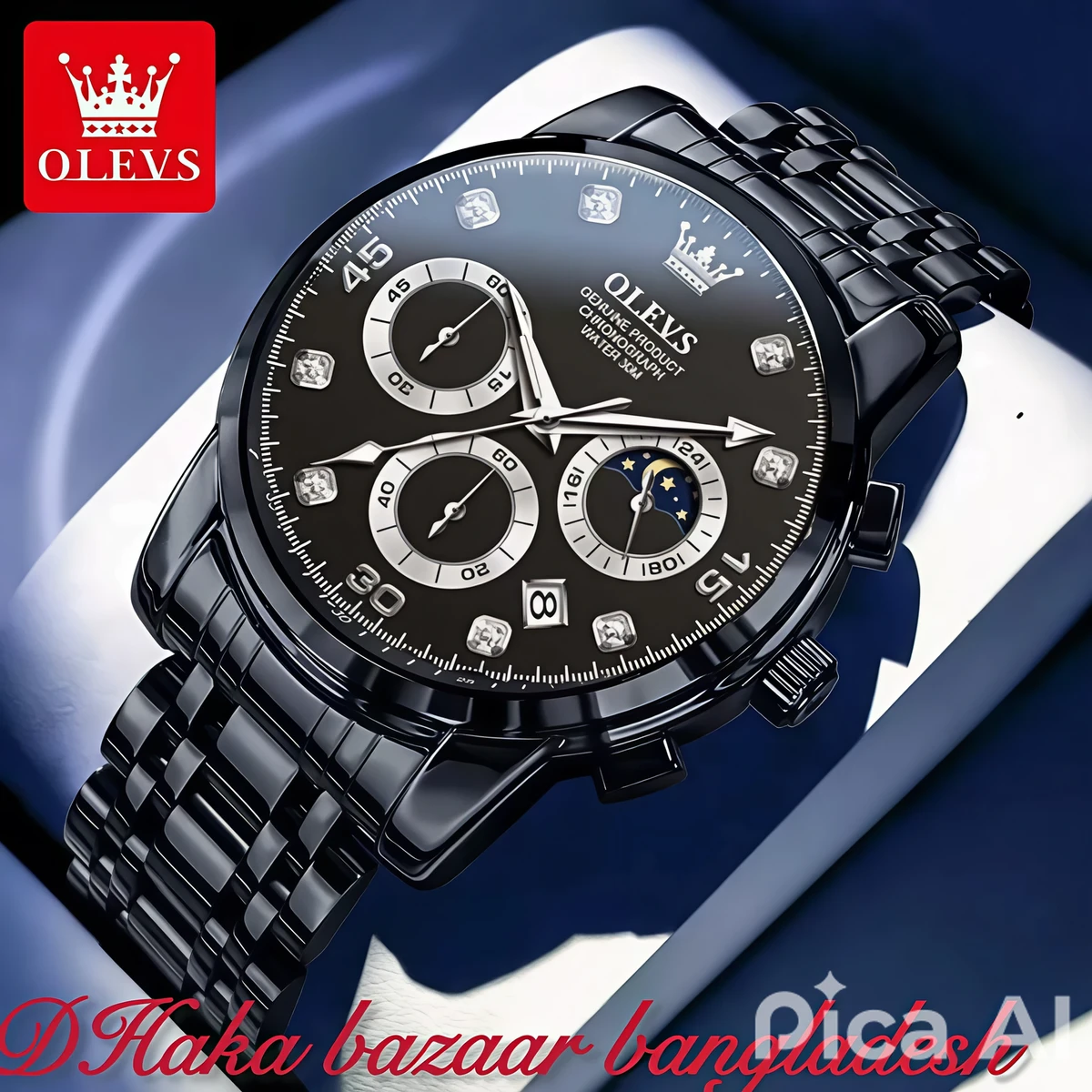 Olivesz 2879 পুরুষের জন্য নন মেকানিক্যাল ঘড়ি BLACK