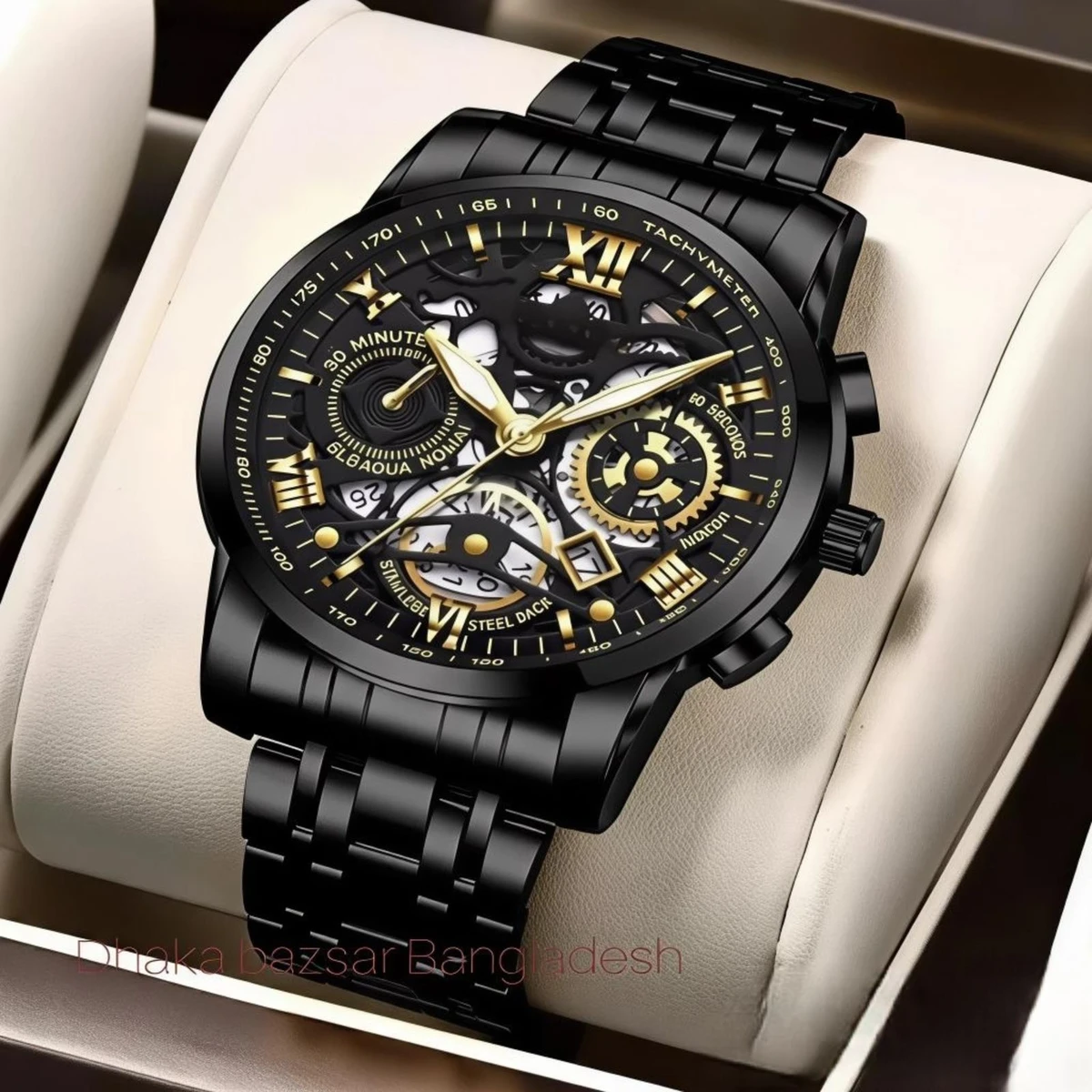 UNI44 পুরুষের জন্য নন মেকানিক্যাল ওয়াটার প্রুফ ঘড়ি BLACK NEW