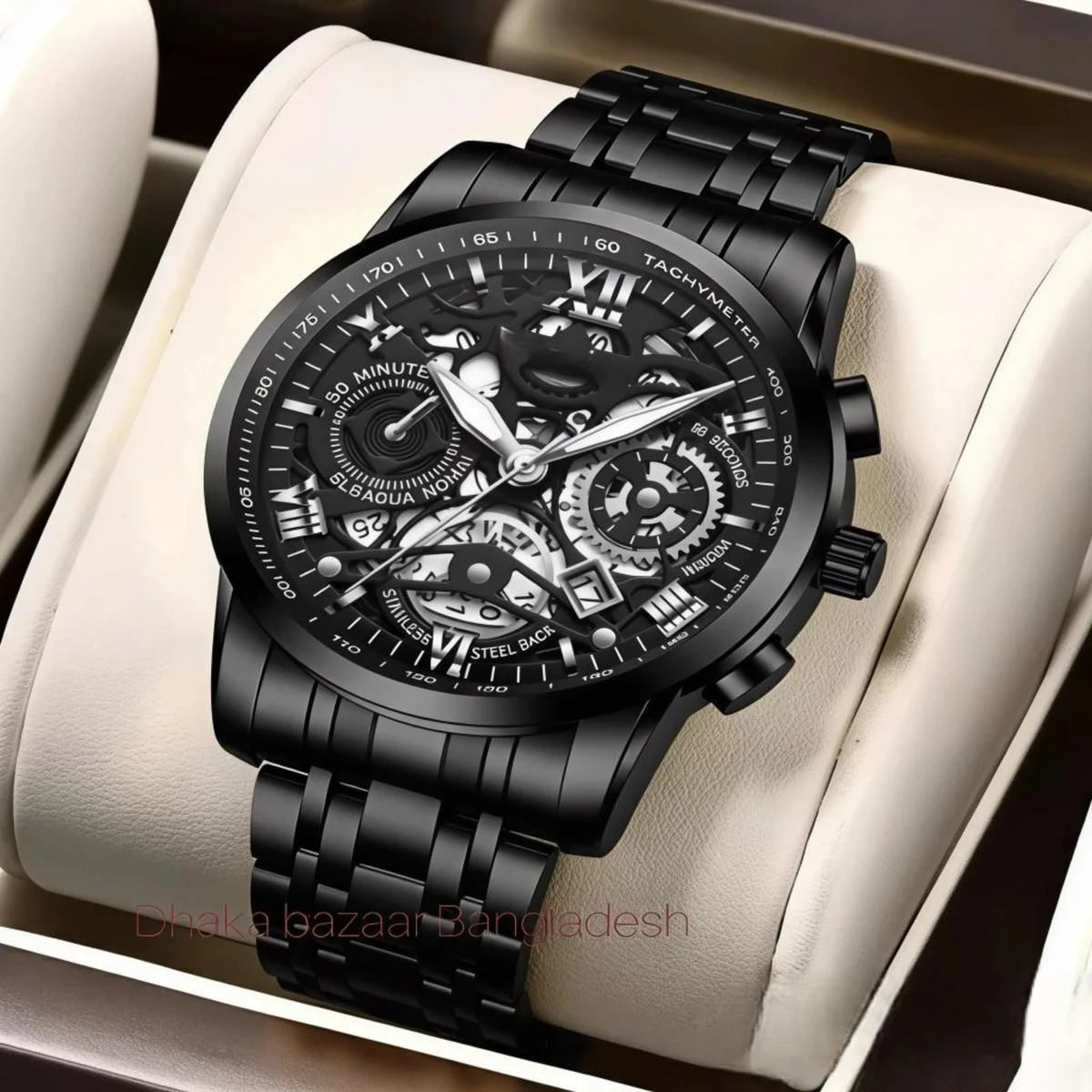 UNI44 পুরুষের জন্য নন মেকানিক্যাল ওয়াটার প্রুফ ঘড়ি  BLACK