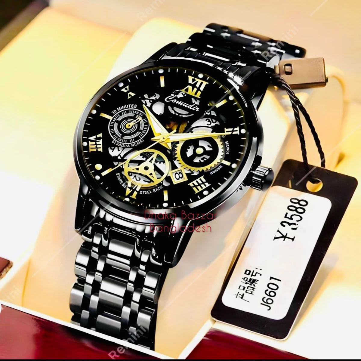 UNI44 পুরুষের জন্য নন মেকানিক্যাল ওয়াটার প্রুফ ঘড়ি NEW BLACK NEW