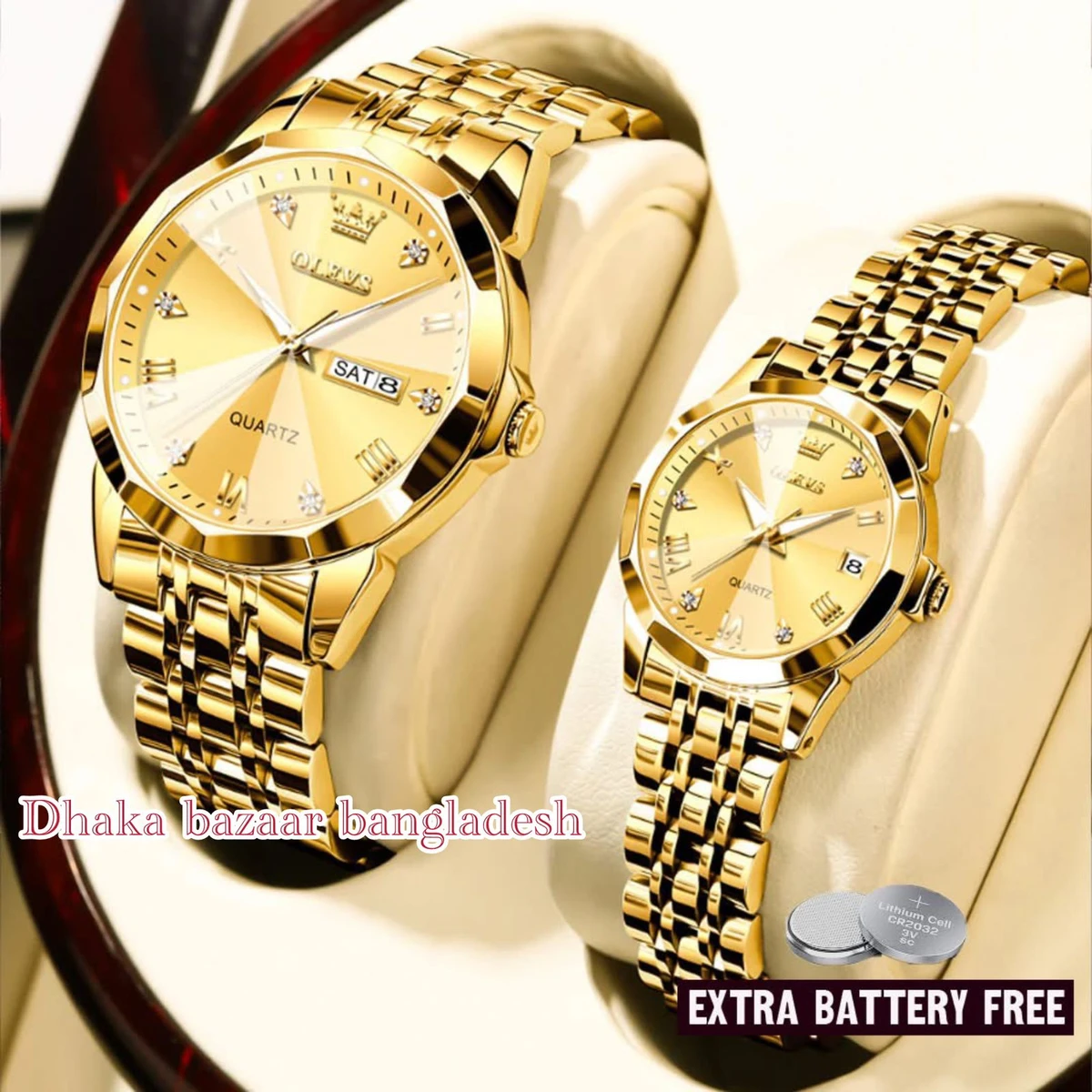 Couple OliveZ নতুন ডিজাইনের পুরুষদের জন্য ঘড়ি Golden