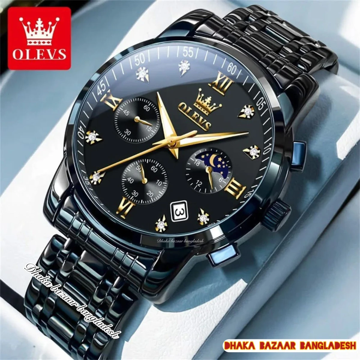 OLIVESZ 2200 নতুন ডিজাইনের পুরুষদের জন্য ঘড়ি BLACK